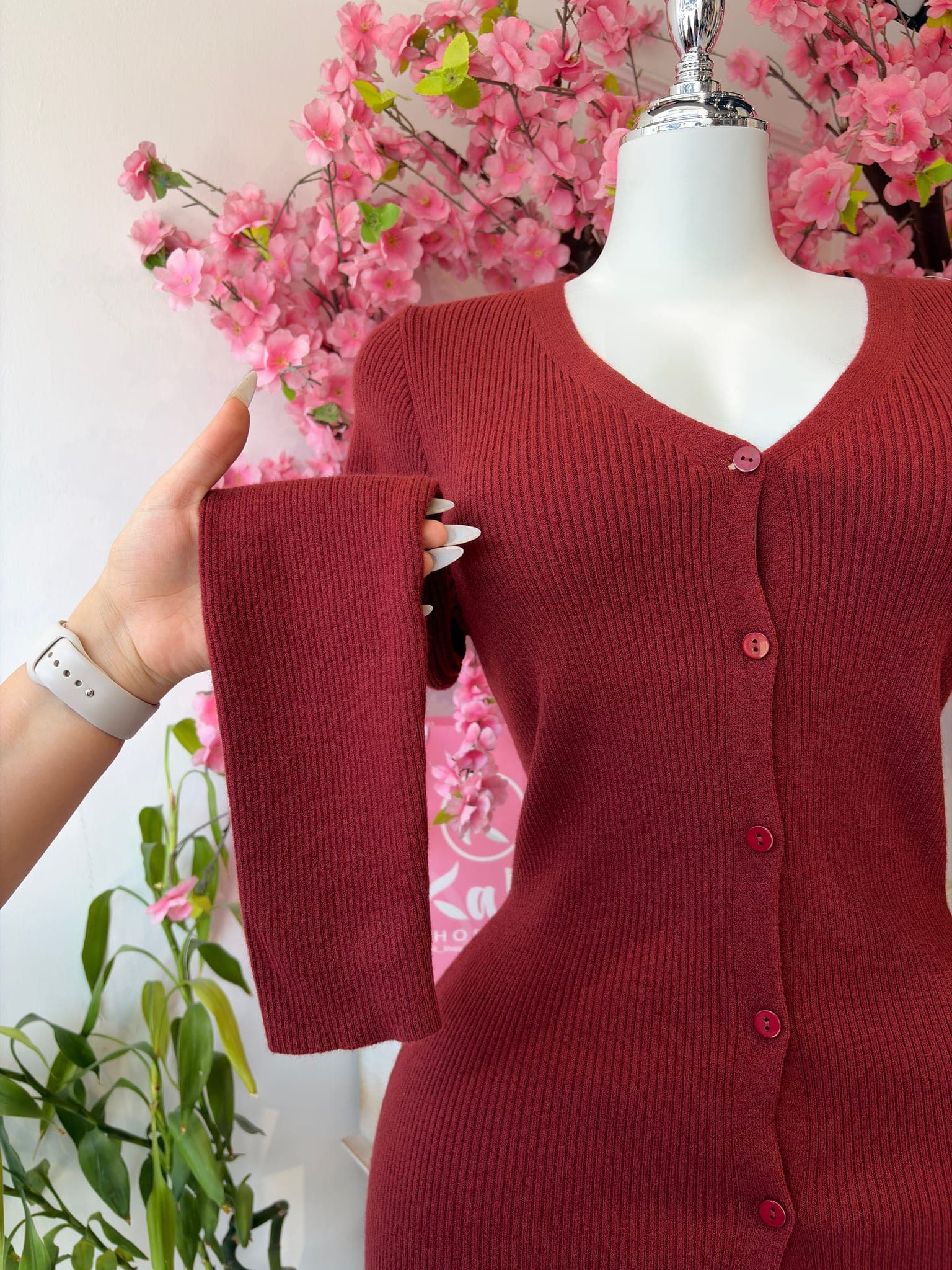 Ribbed Knit Button Down Dress – image 4