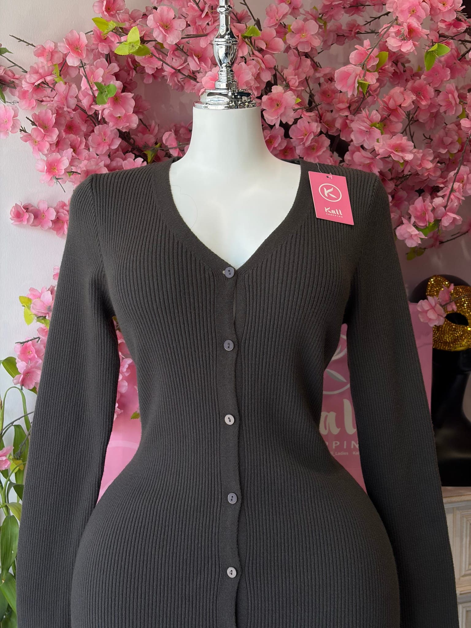 Ribbed Knit Button Down Dress – image 8