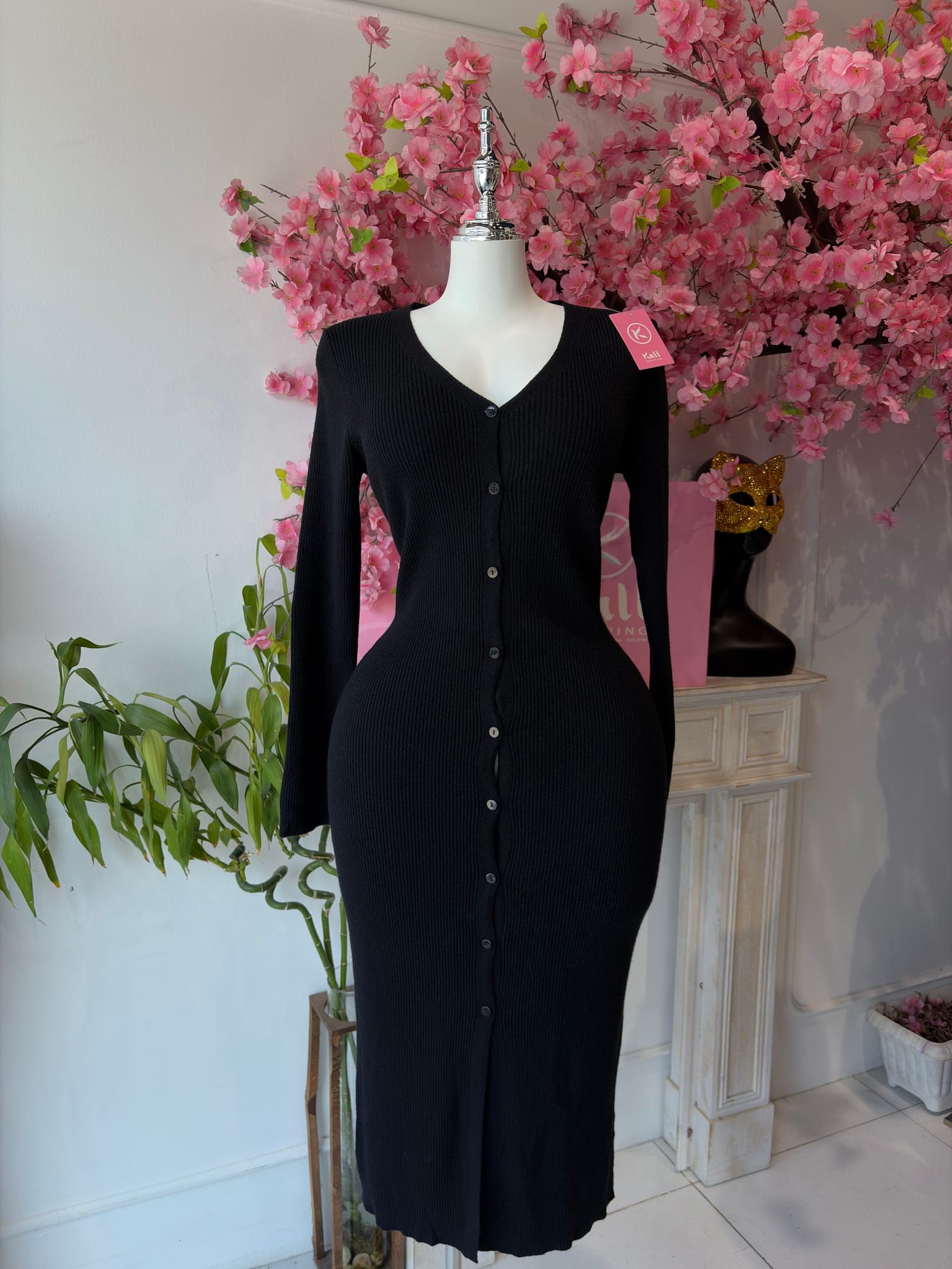 Ribbed Knit Button Down Dress – image 3