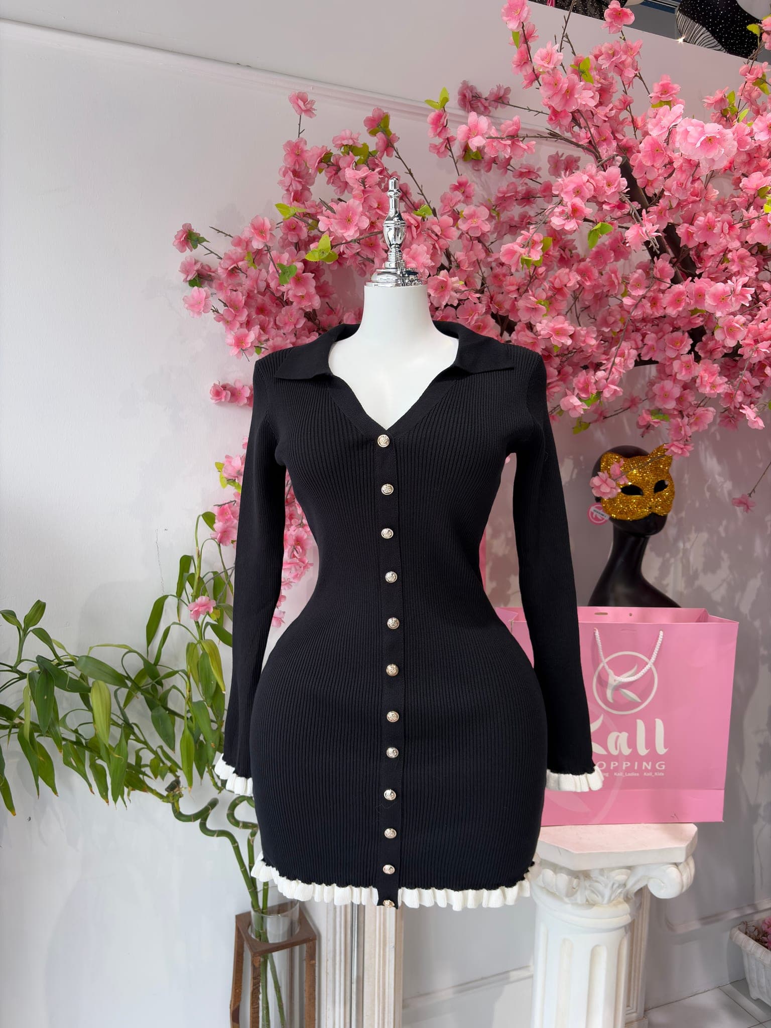 Ribbed Knit Button Down Mini Dress – image 4