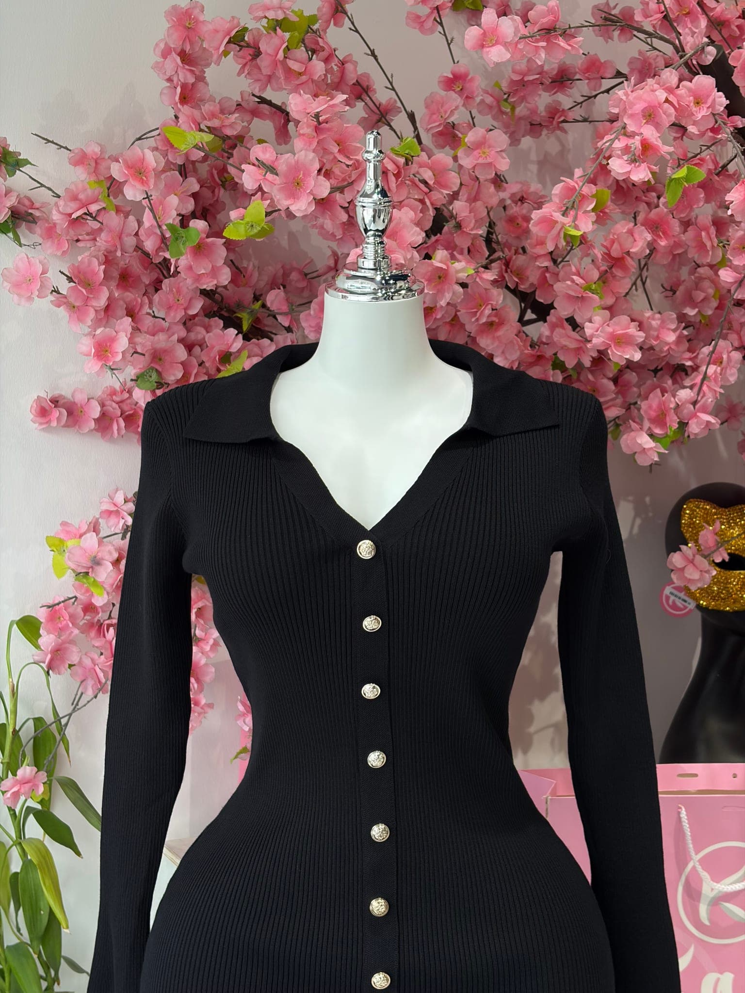 Ribbed Knit Button Down Mini Dress – image 12