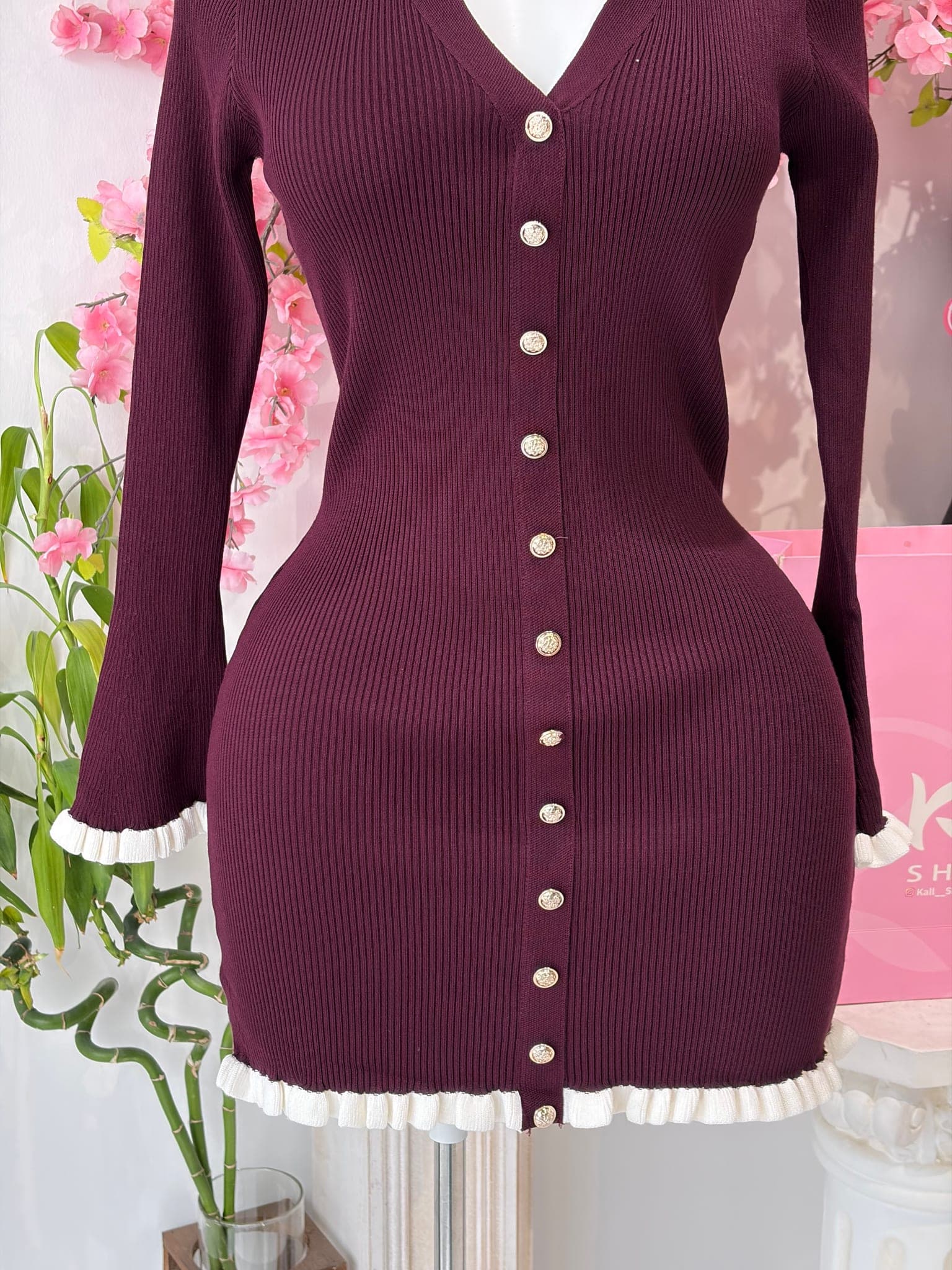 Ribbed Knit Button Down Mini Dress – image 11