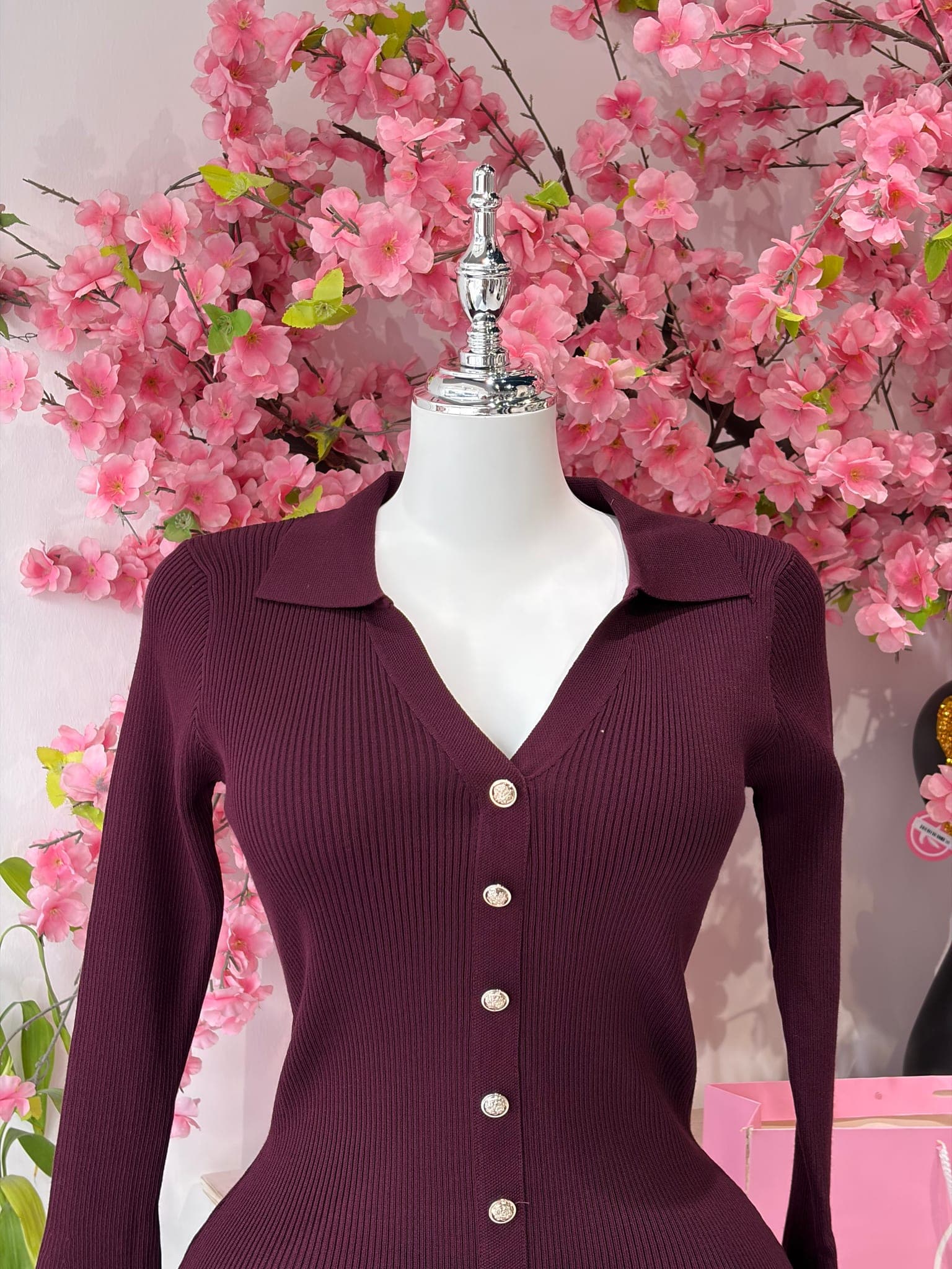 Ribbed Knit Button Down Mini Dress – image 10