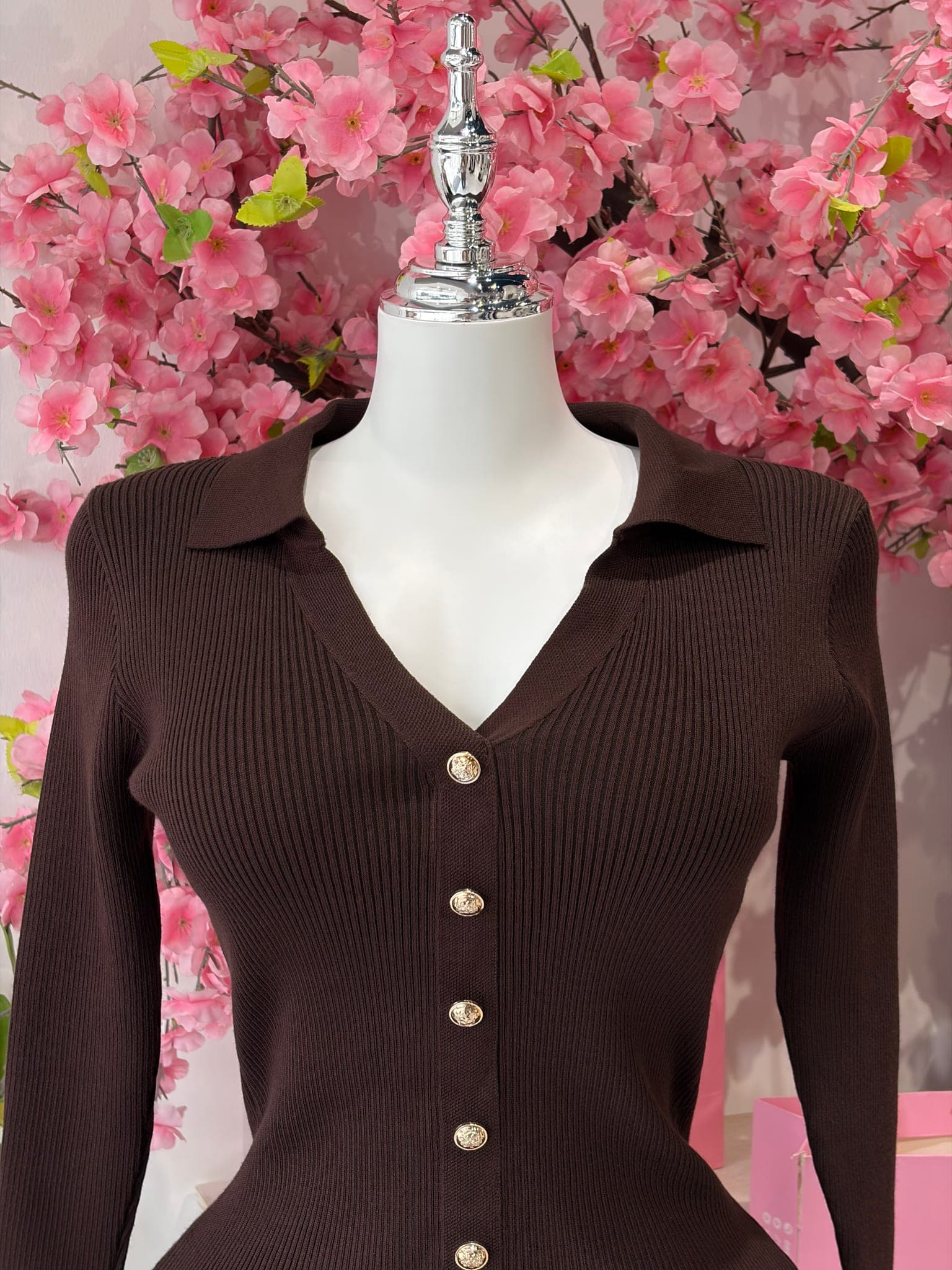 Ribbed Knit Button Down Mini Dress – image 5
