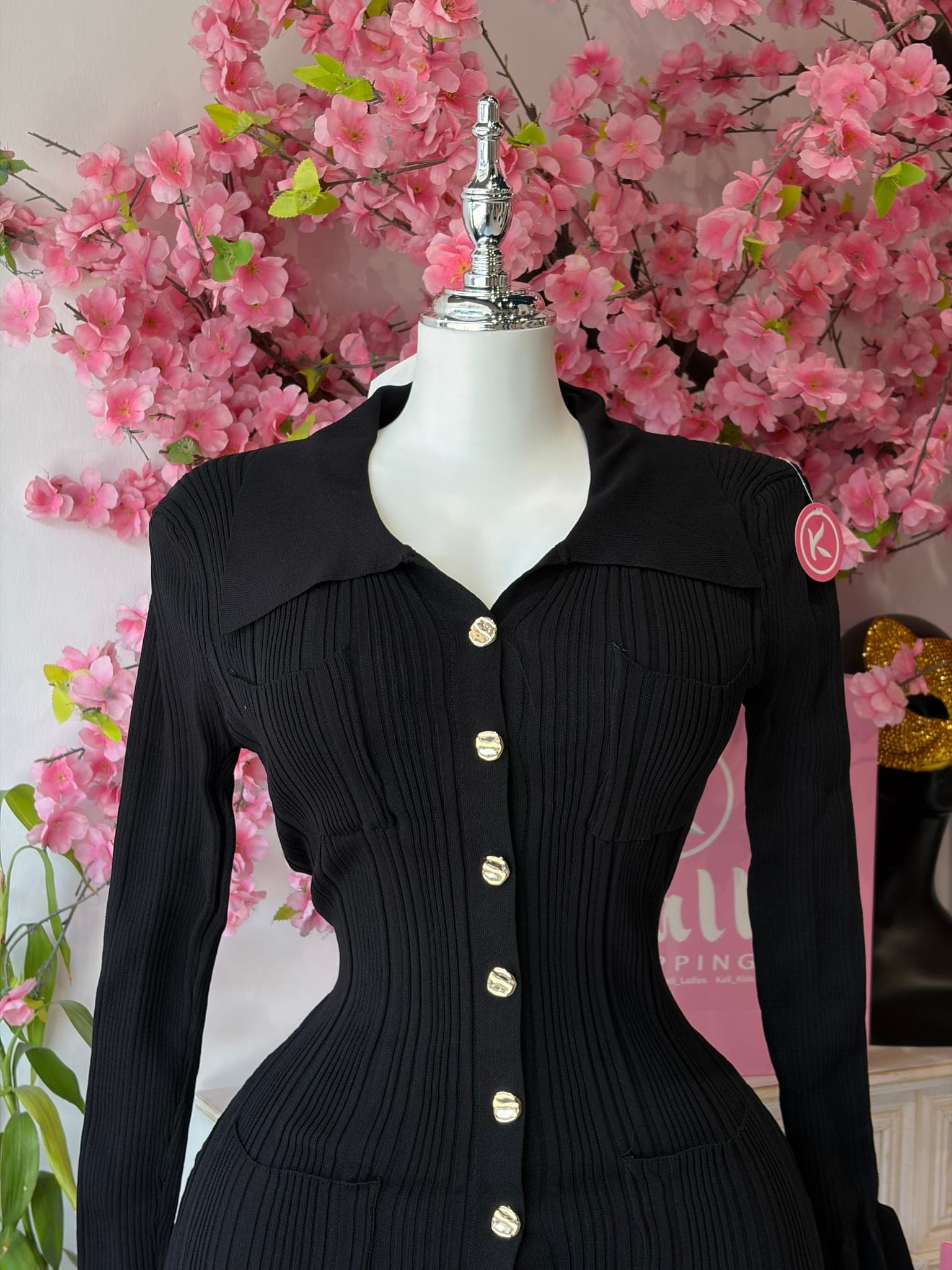 Ribbed Knit Button Down Dress – image 9