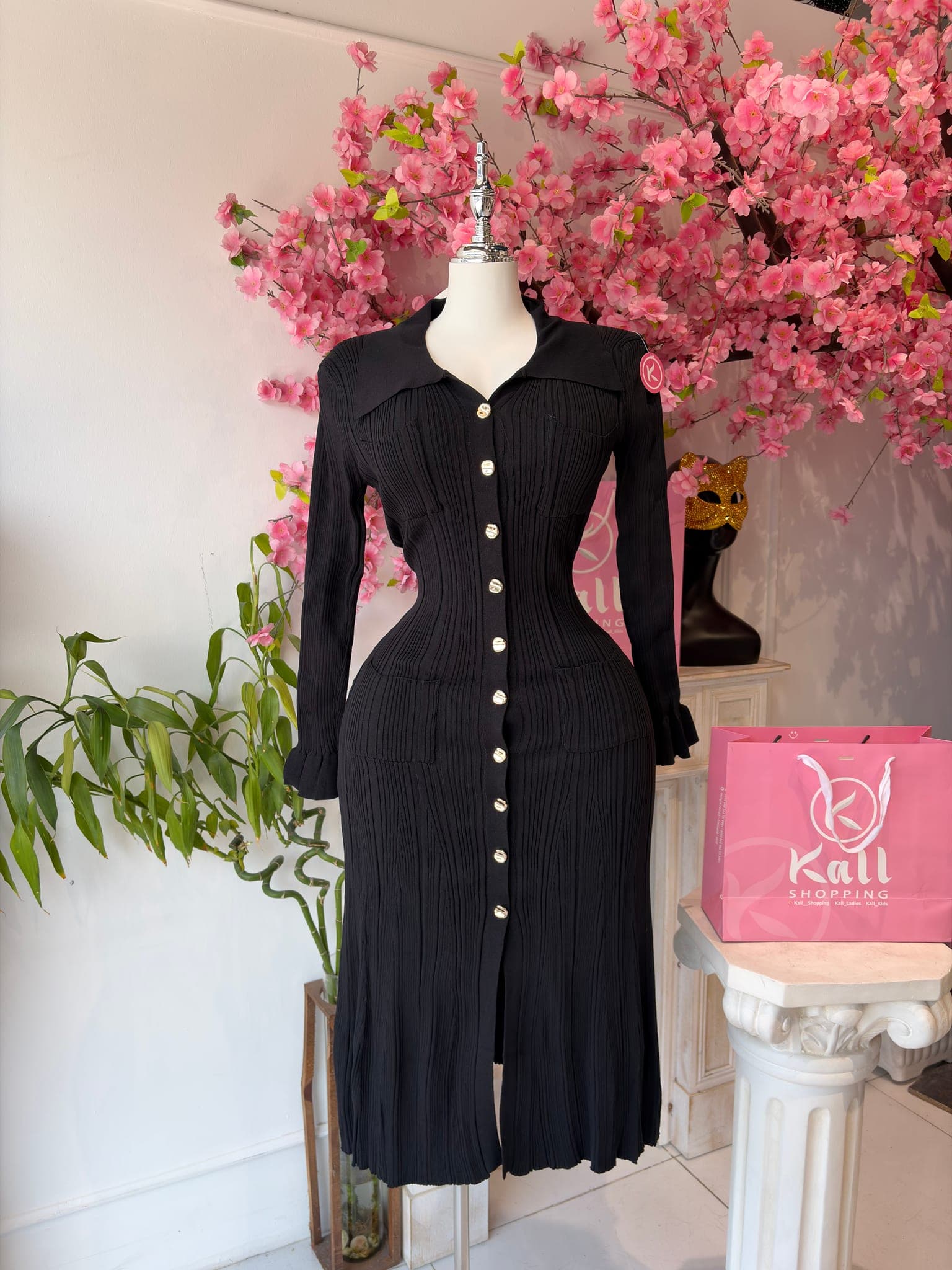 Ribbed Knit Button Down Dress – image 2