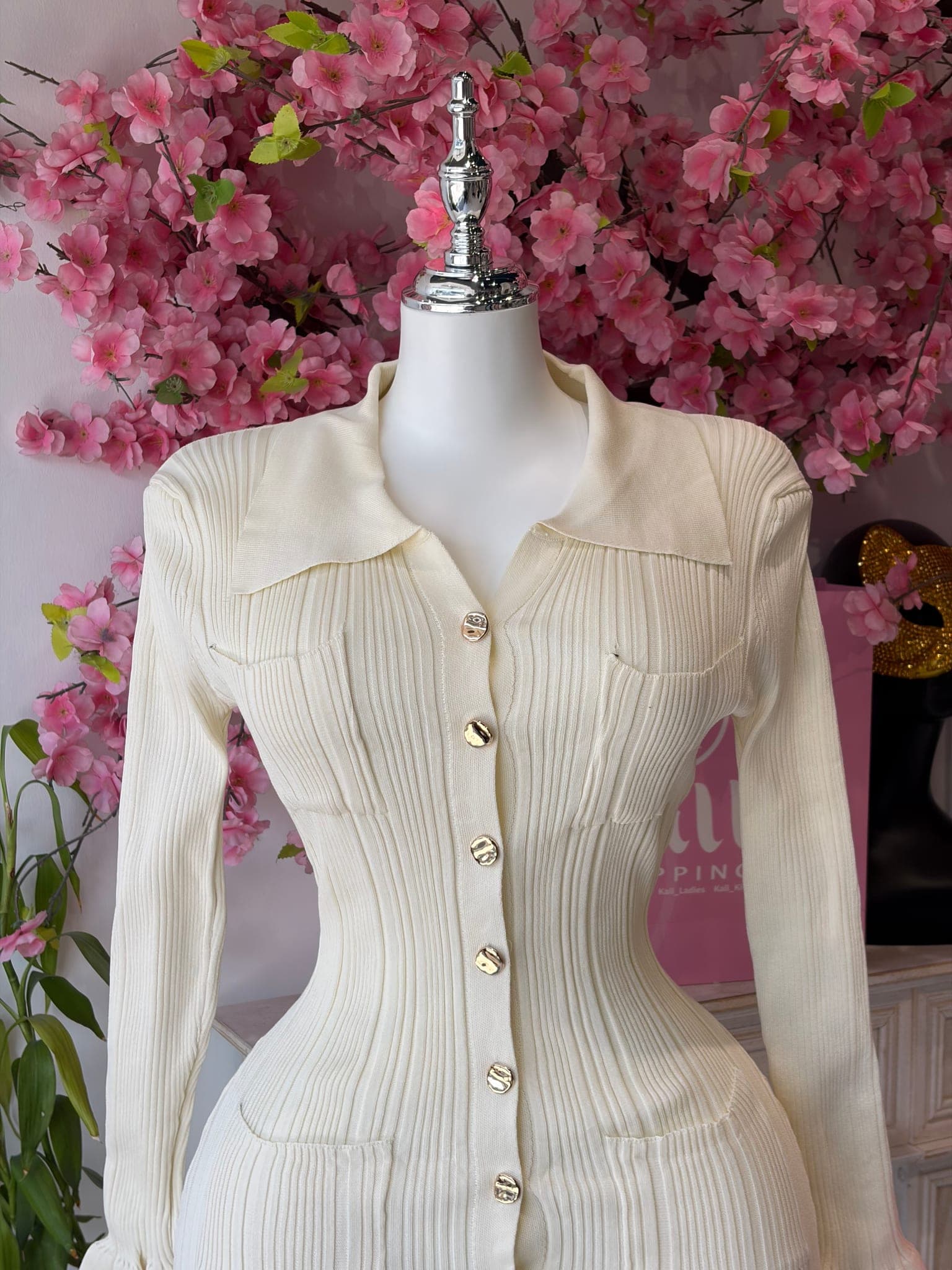 Ribbed Knit Button Down Dress – image 10