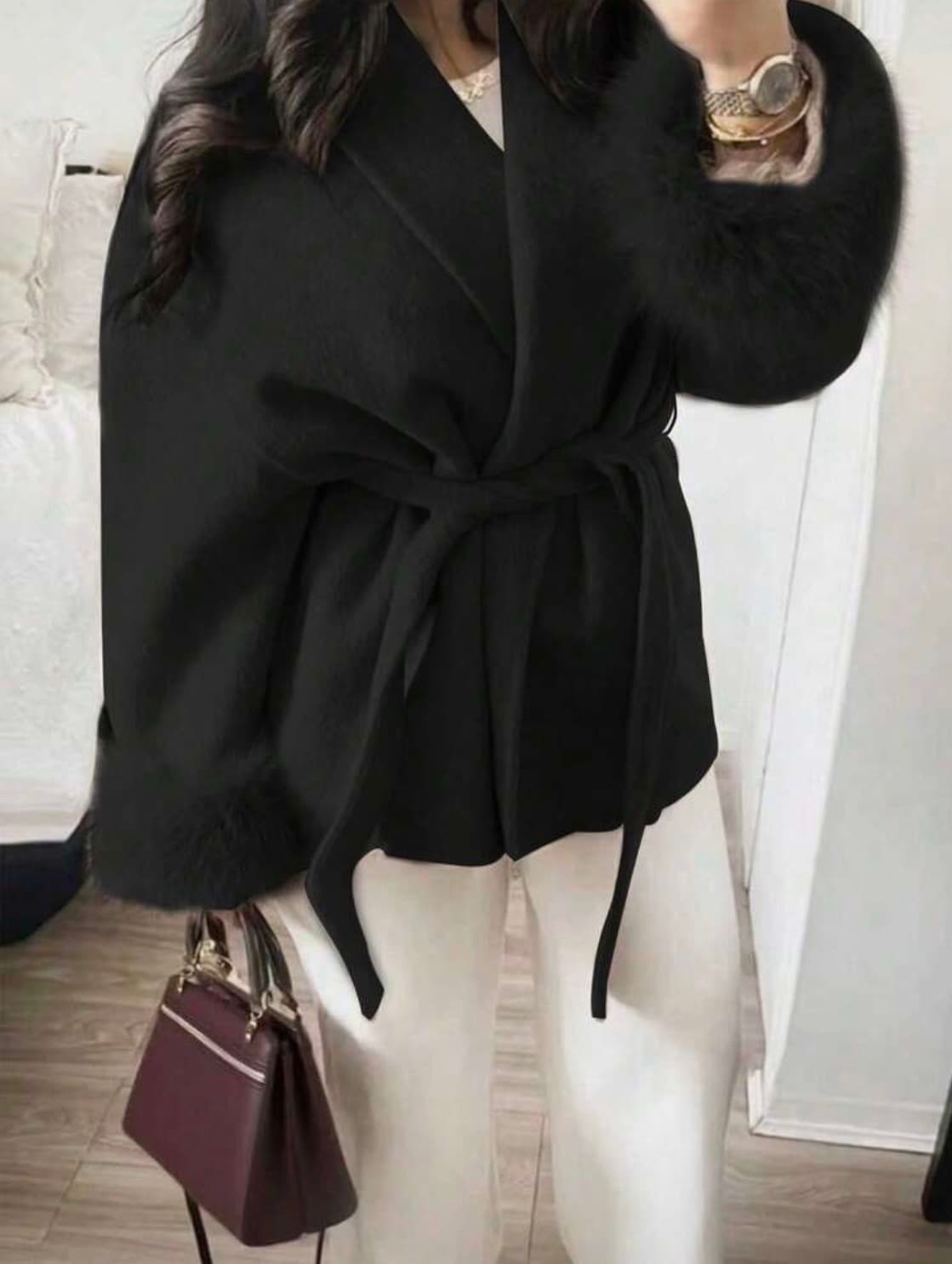 Faux Fur Trim Wrap Jacket – image 6