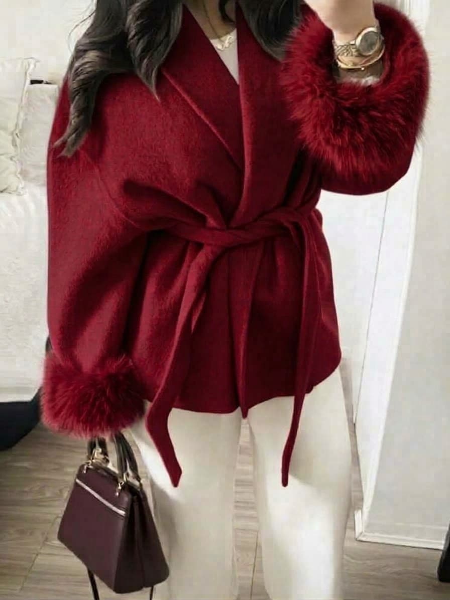 Faux Fur Trim Wrap Jacket – image 5