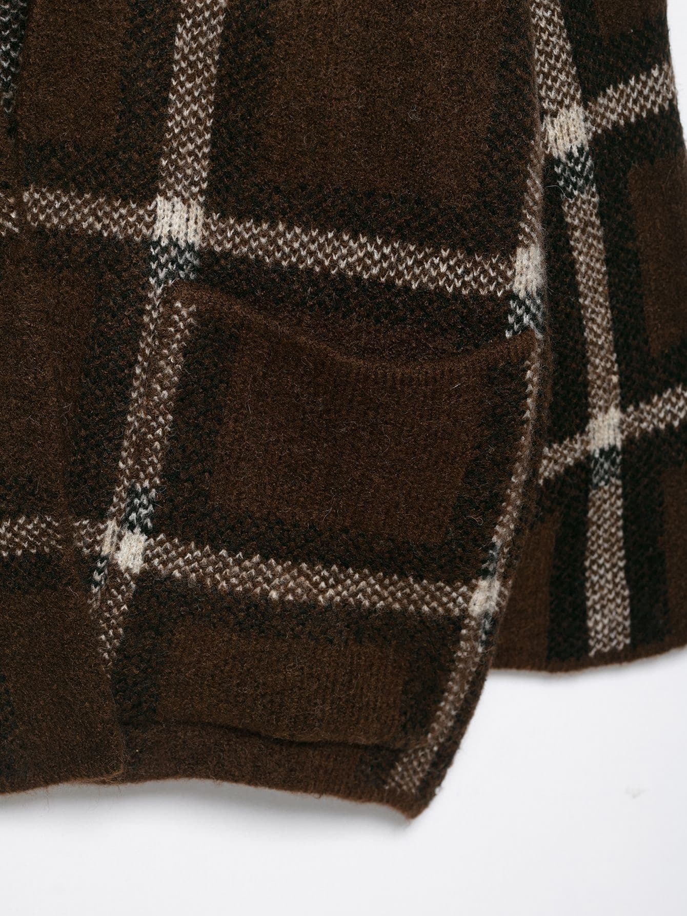 Plaid Knit Open Cardigan – image 7