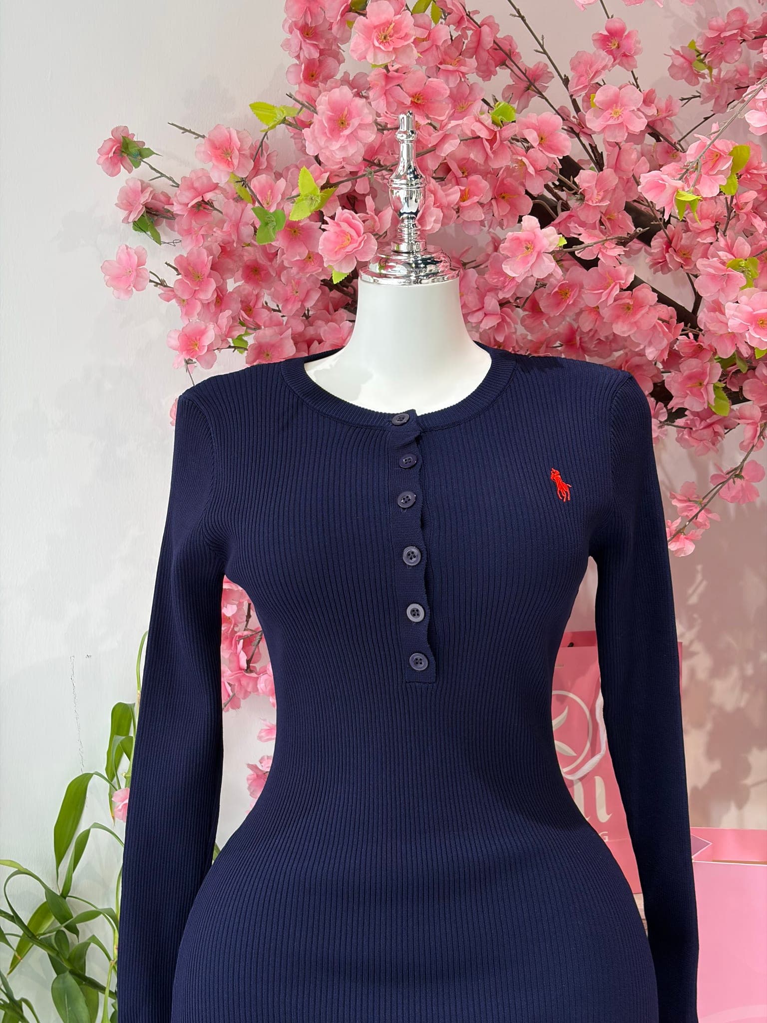 Ribbed Button Front Midi Dress – image 4