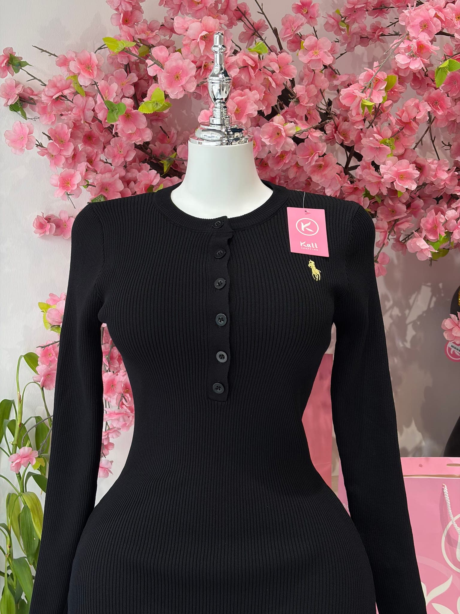 Ribbed Button Front Midi Dress – image 7