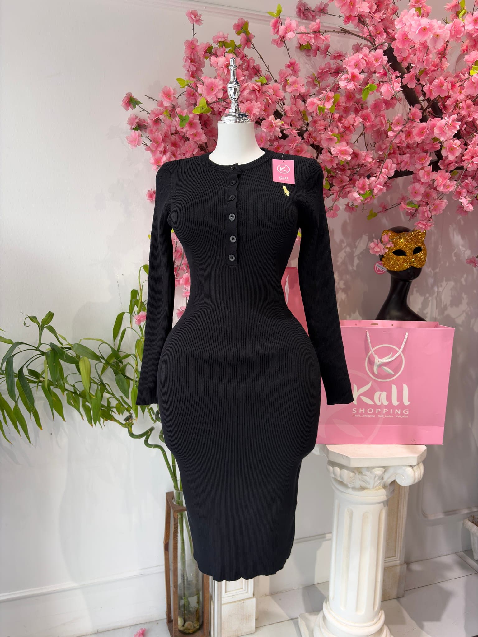 Ribbed Button Front Midi Dress – image 3