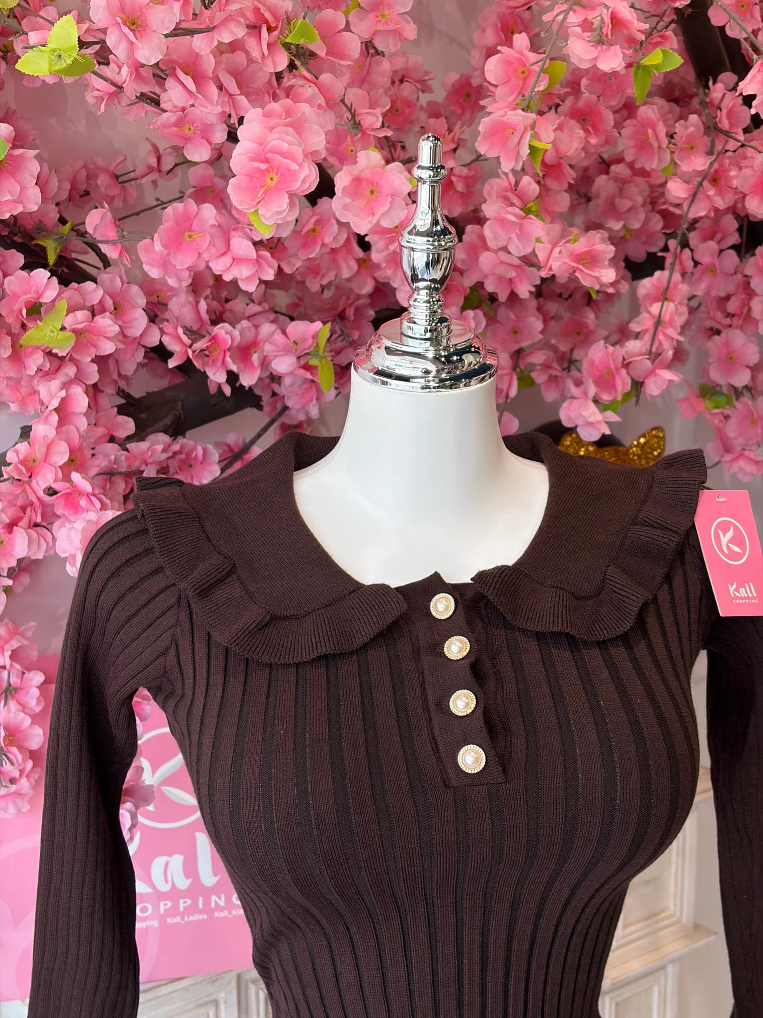Ribbed Knit Ruffle Hem Dress – image 5