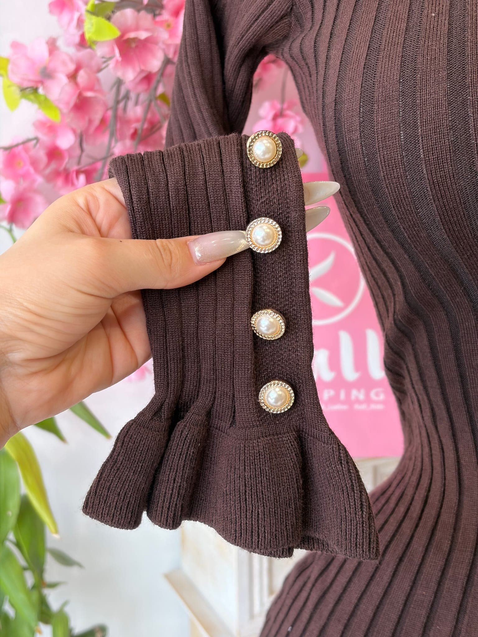 Ribbed Knit Ruffle Hem Dress – image 4