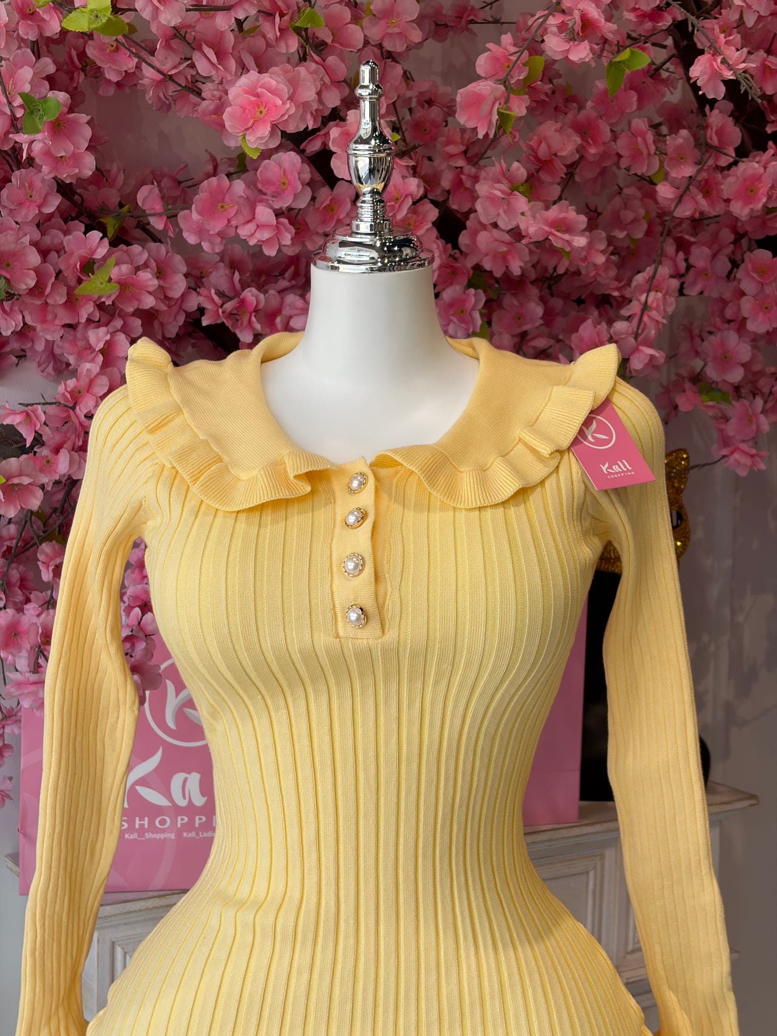 Ribbed Knit Ruffle Hem Dress – image 7