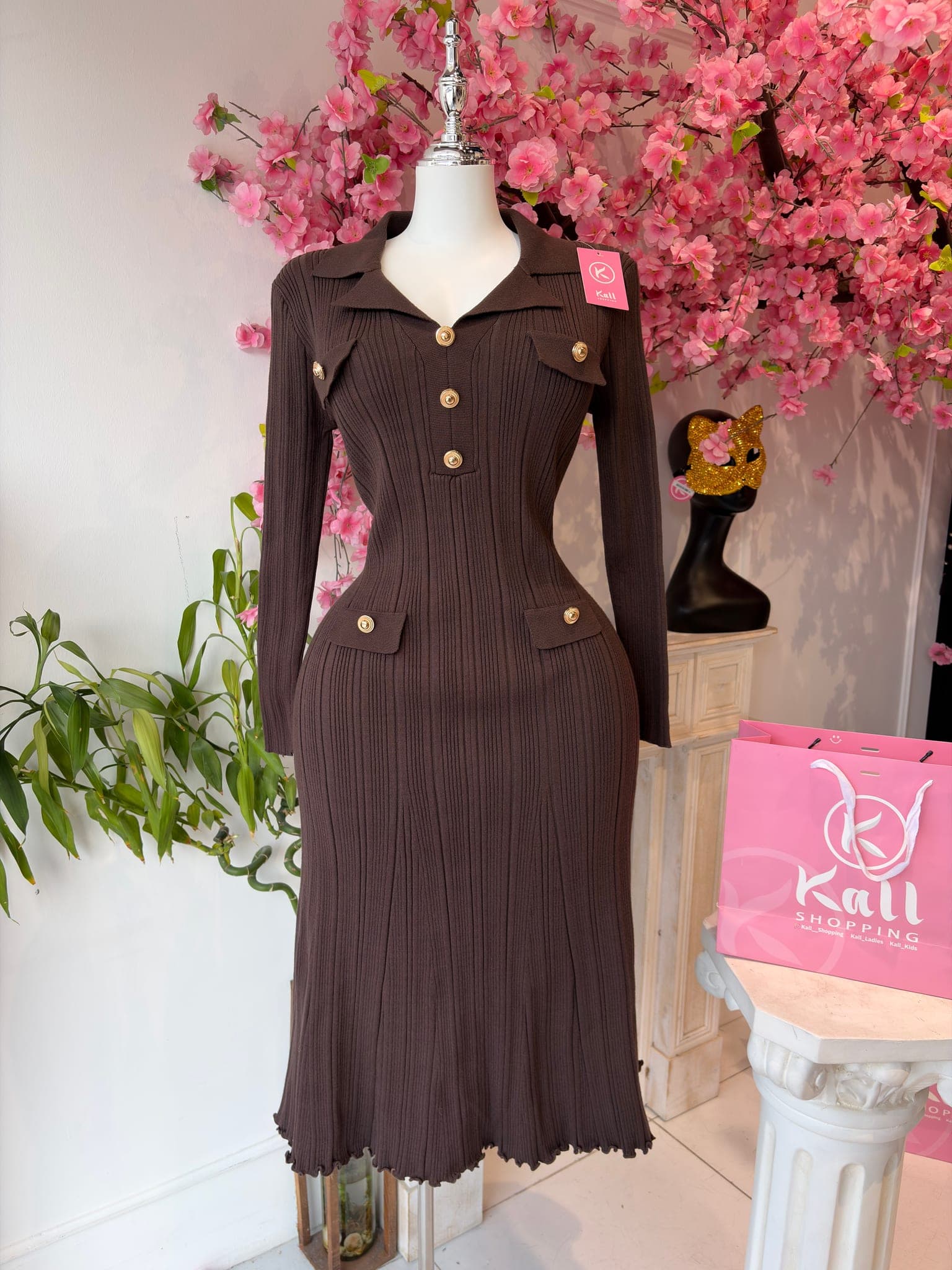Ribbed Knit Button Down Dress – image 2