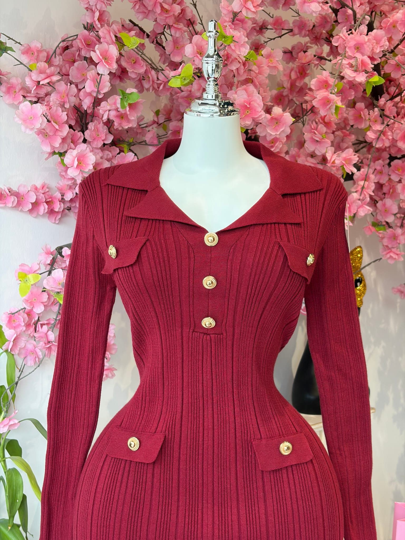 Ribbed Knit Button Down Dress – image 5