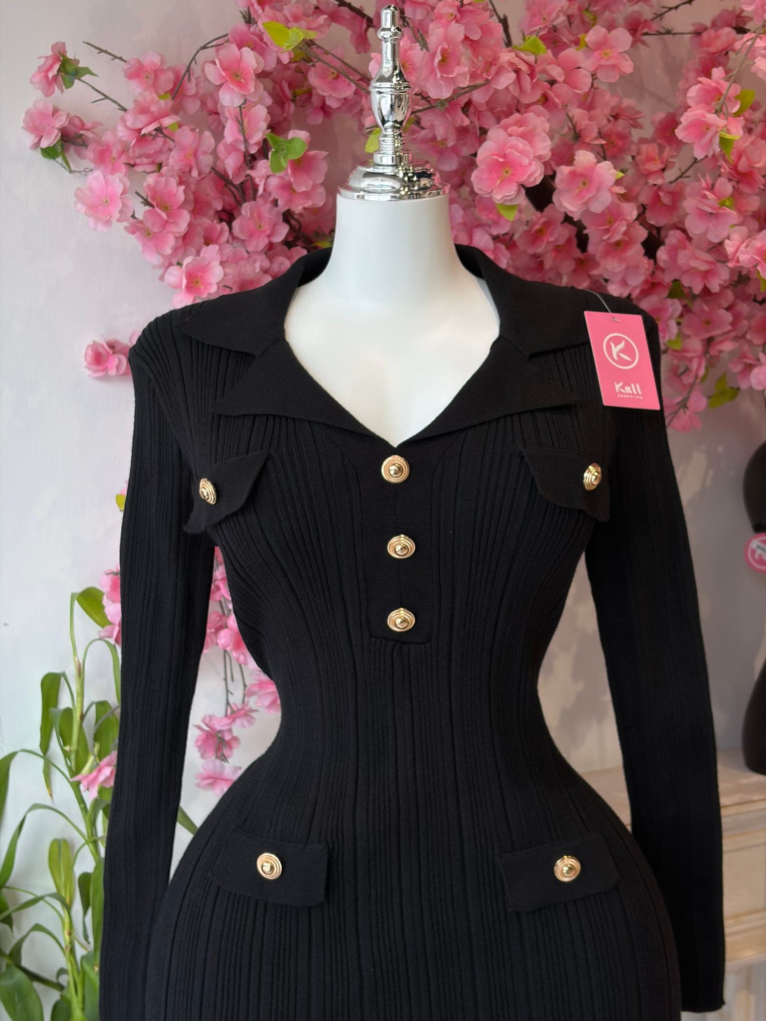 Ribbed Knit Button Down Dress – image 9