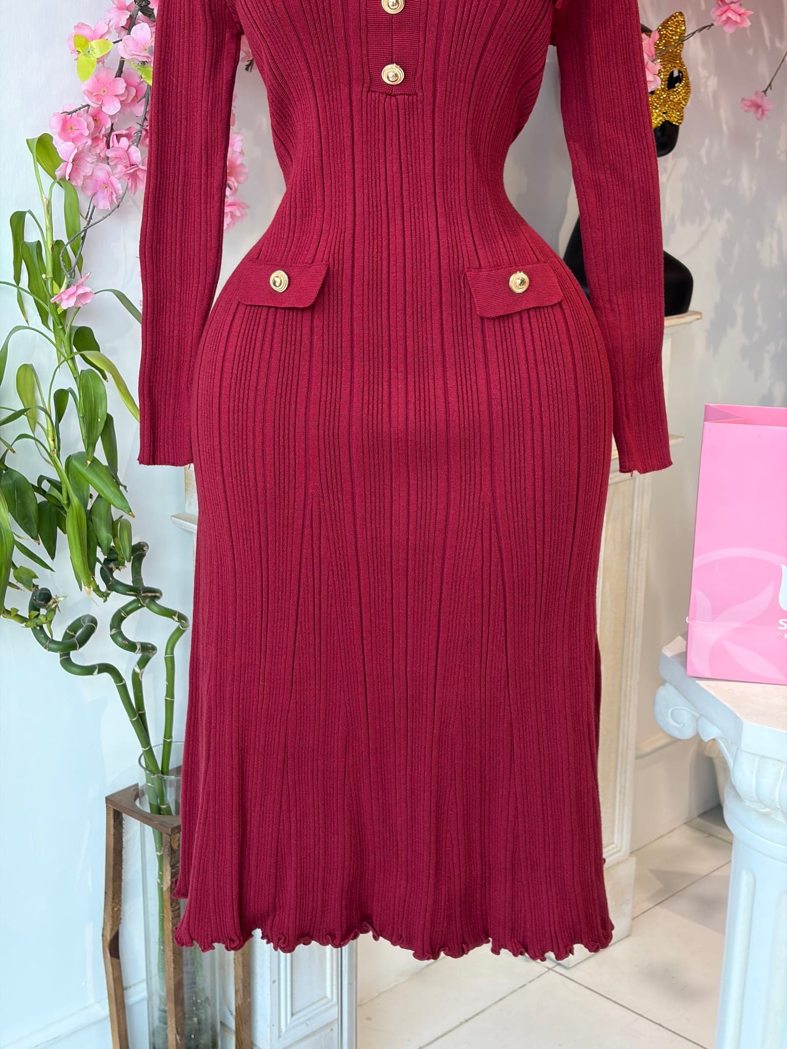 Ribbed Knit Button Down Dress – image 4