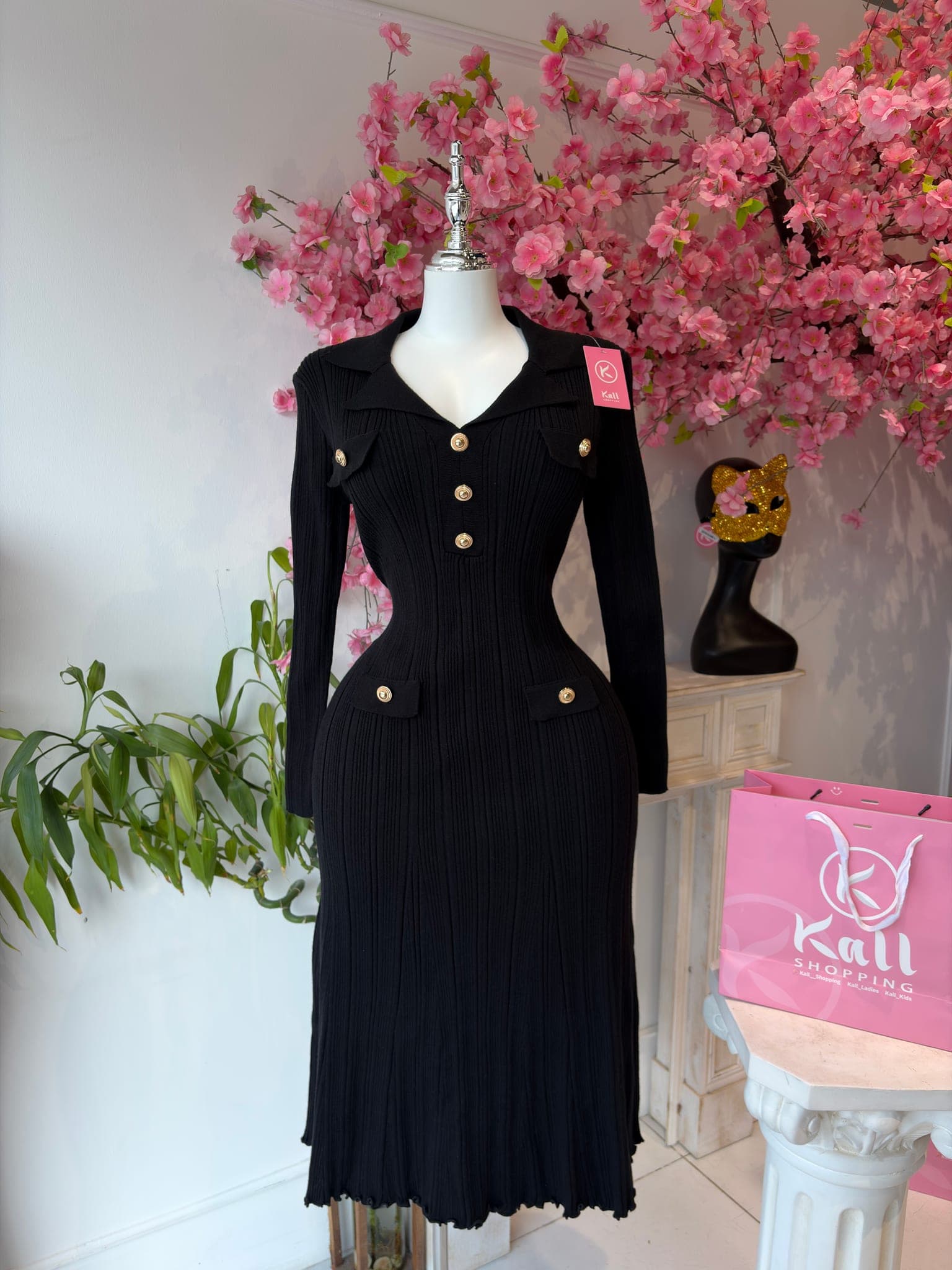 Ribbed Knit Button Down Dress – image 3