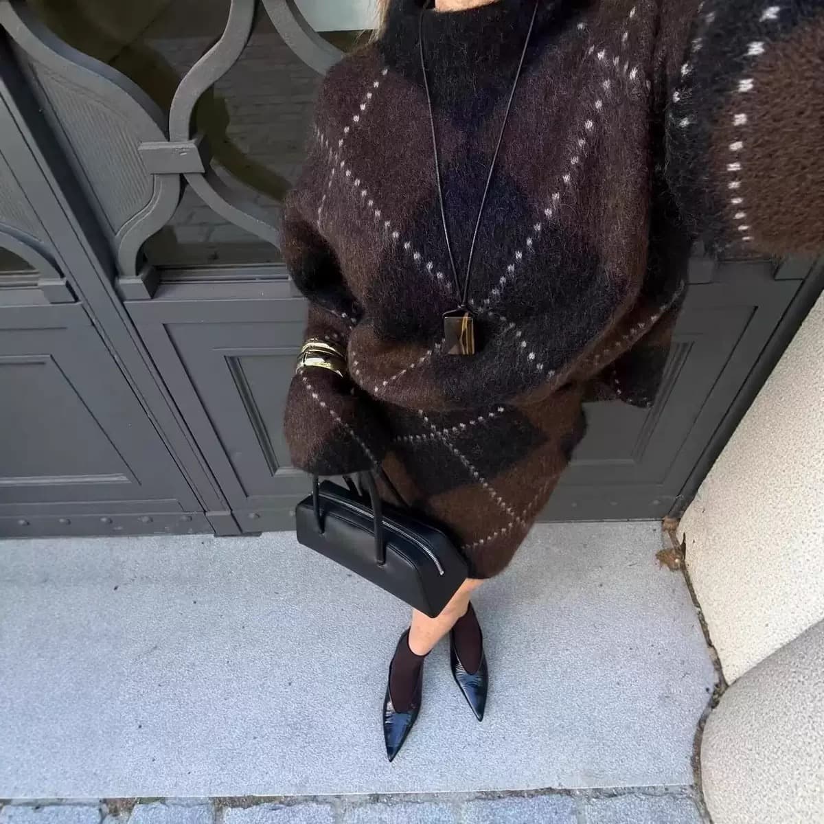 Argyle Knit Sweater And Skirt Set – image 3