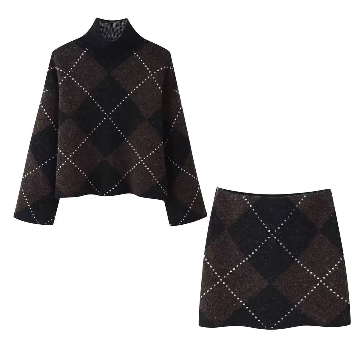 Argyle Knit Sweater And Skirt Set – image 4