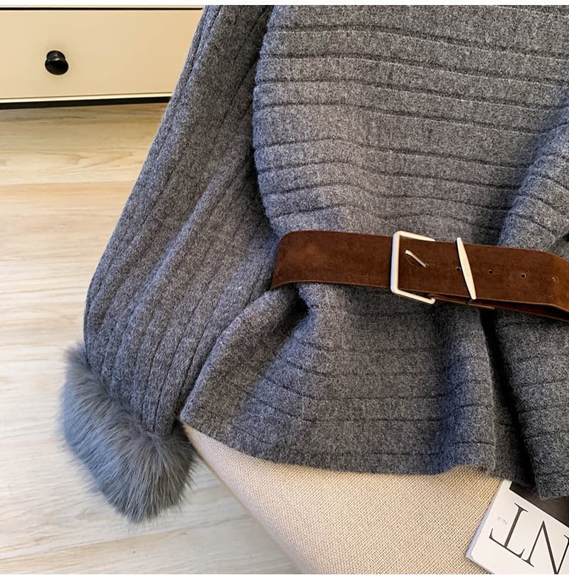 Ribbed Knit Sweater With Faux Fur – image 8