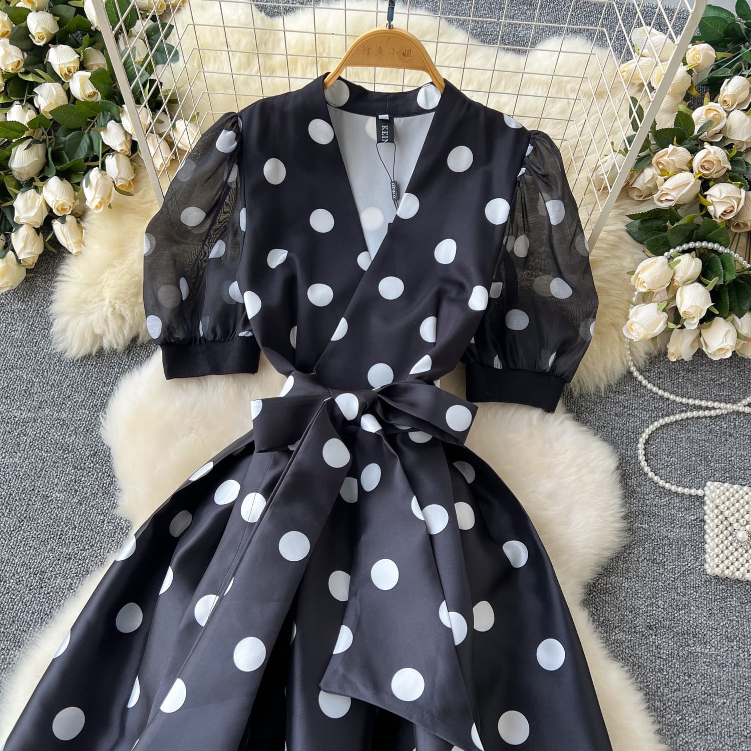 Polka Dot Wrap Midi Dress – image 9