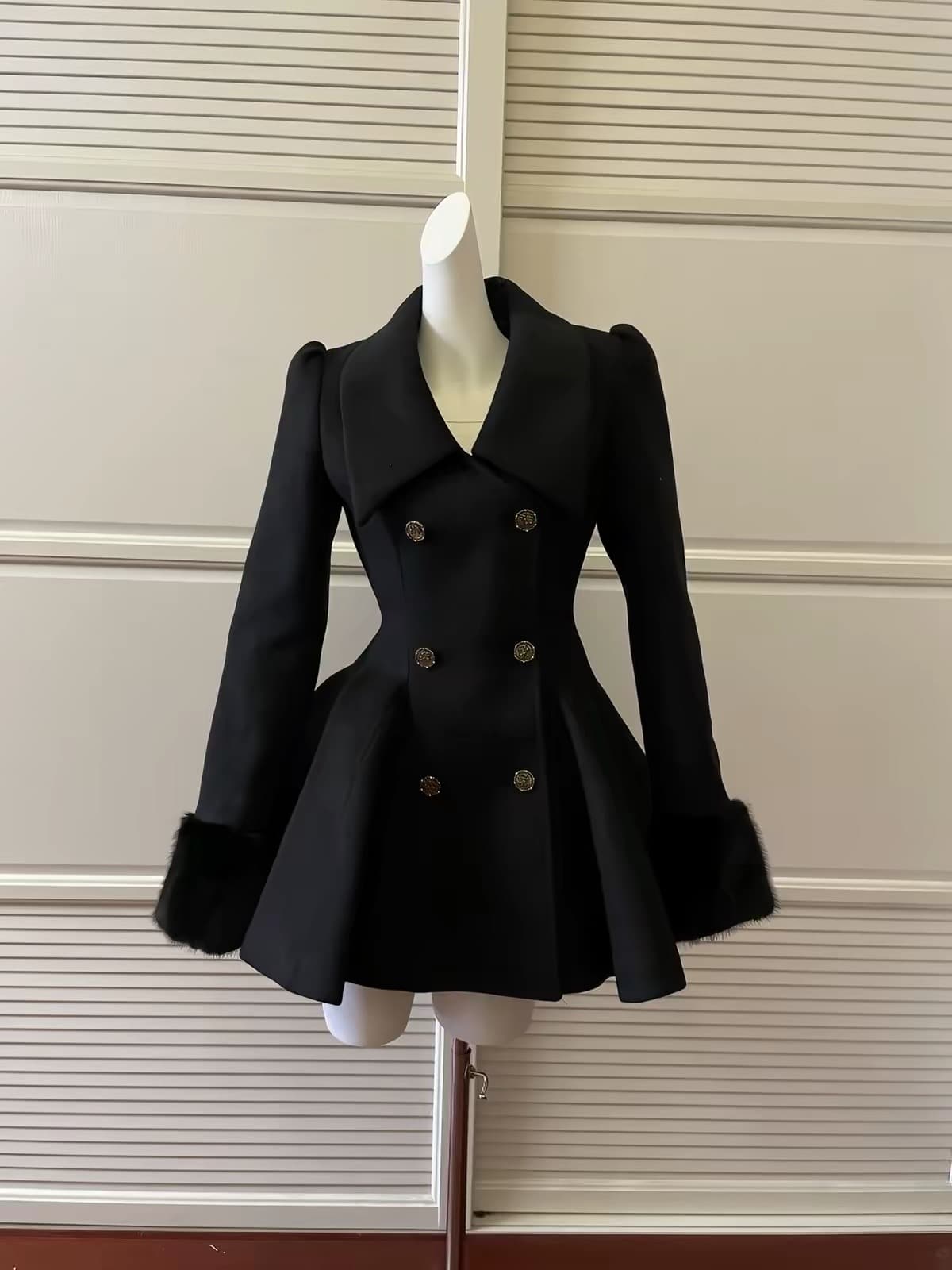 Faux Fur Trim Peplum Coat – image 3