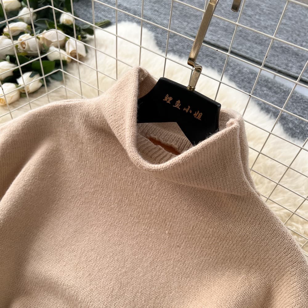 Faux Fur Trim Knit Dress – image 5