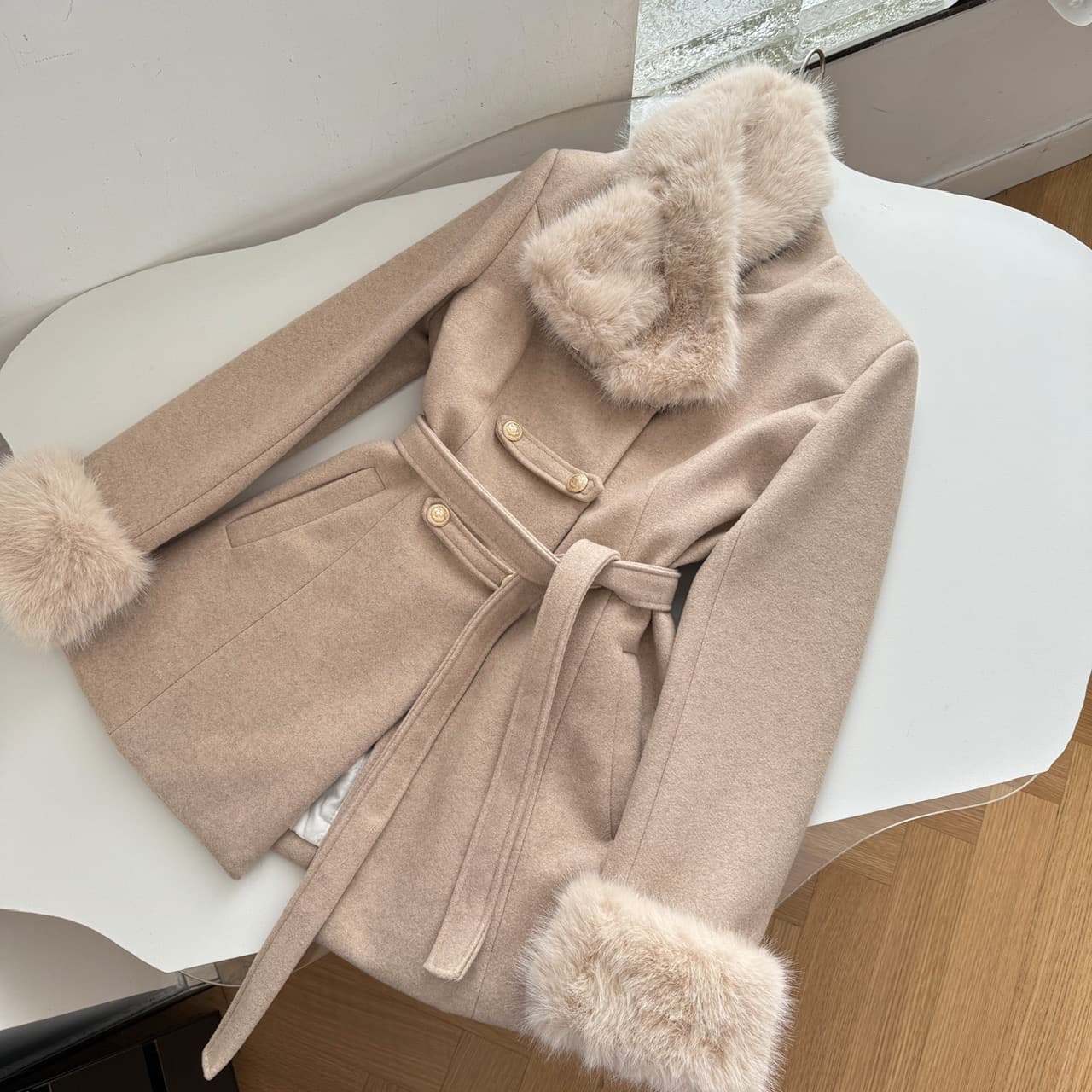Faux Fur Trim Cape Coat – image 7