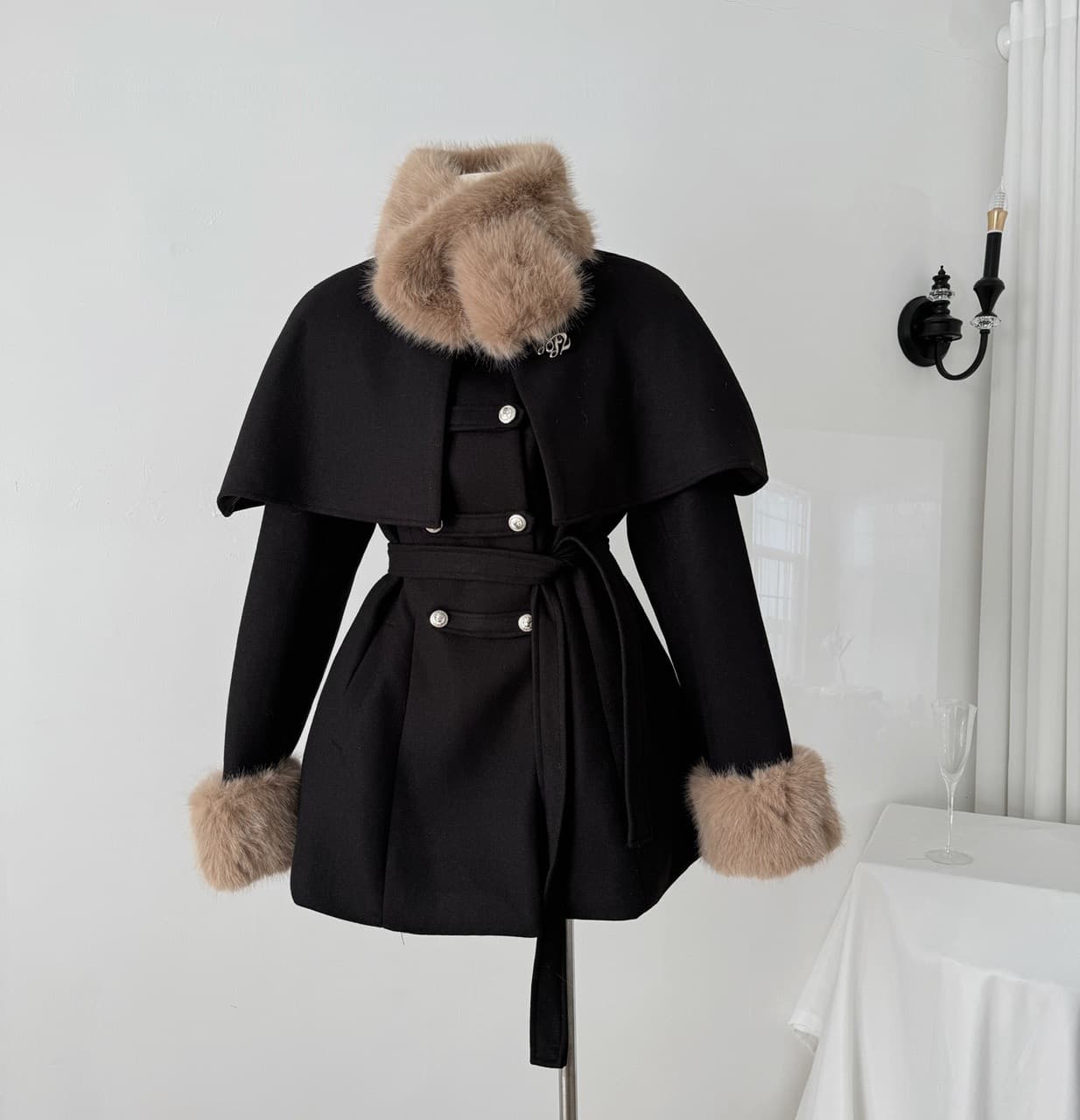 Faux Fur Trim Cape Coat – image 2