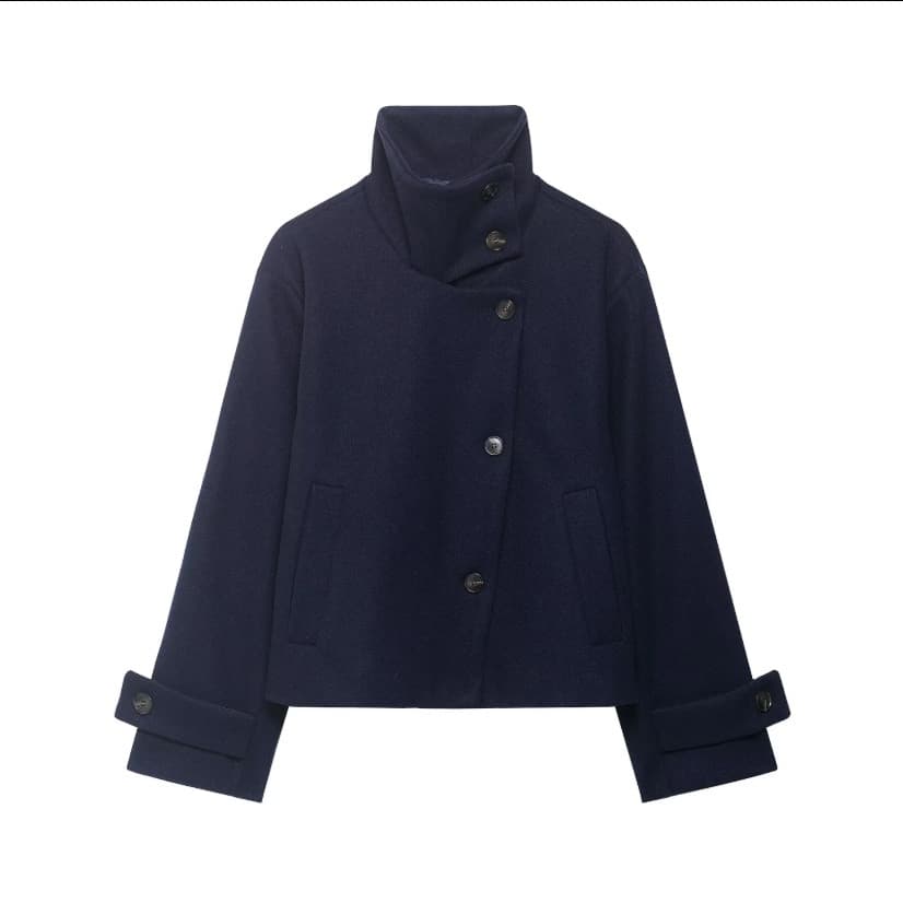Asymmetric Buttoned Wool Blend Jacket – image 3
