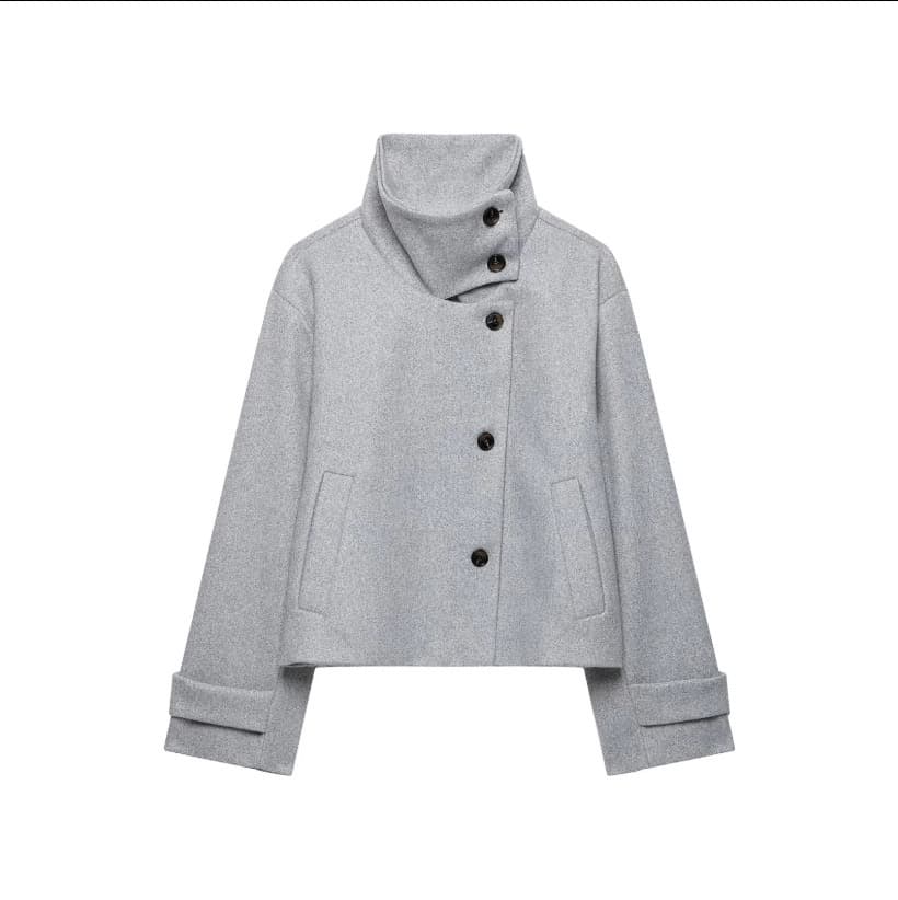 Asymmetric Buttoned Wool Blend Jacket – image 15