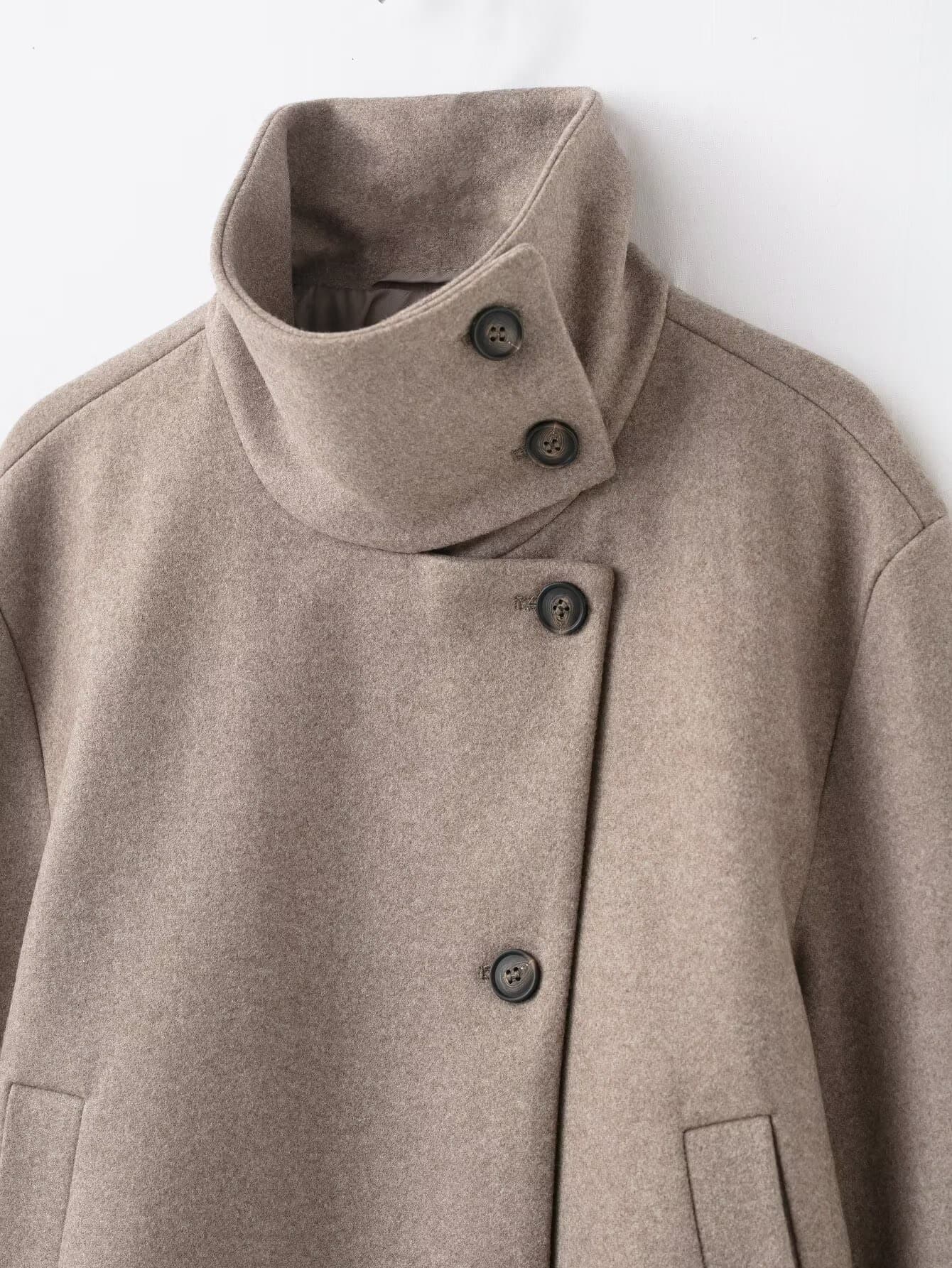 Asymmetric Buttoned Wool Blend Jacket – image 19