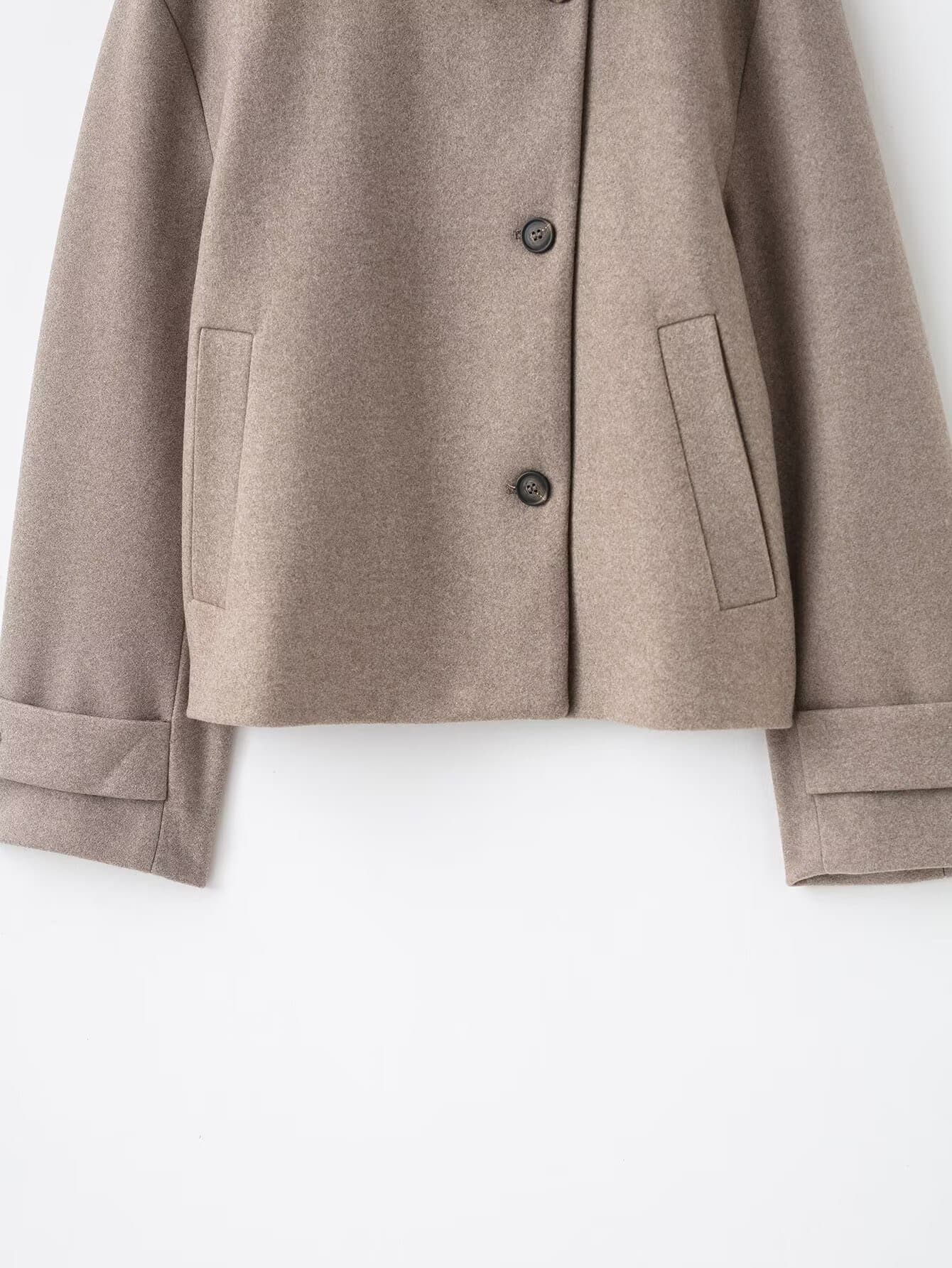 Asymmetric Buttoned Wool Blend Jacket – image 20