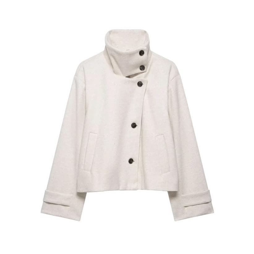 Asymmetric Buttoned Wool Blend Jacket – image 9