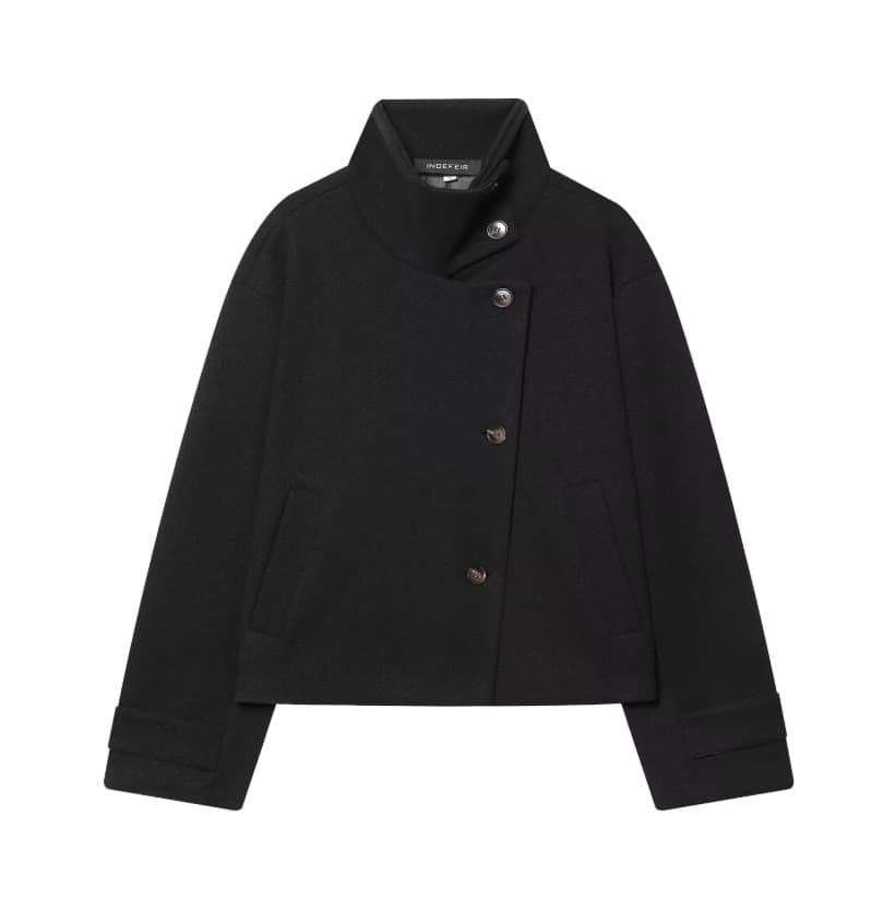 Asymmetric Buttoned Wool Blend Jacket – image 11