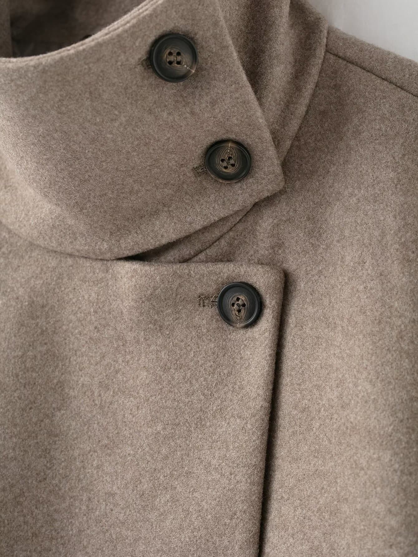 Asymmetric Buttoned Wool Blend Jacket – image 22