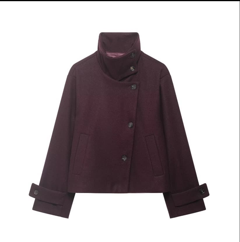 Asymmetric Buttoned Wool Blend Jacket – image 7