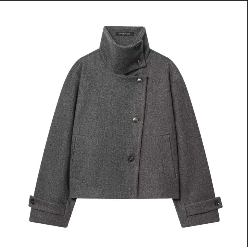 Asymmetric Buttoned Wool Blend Jacket – image 5
