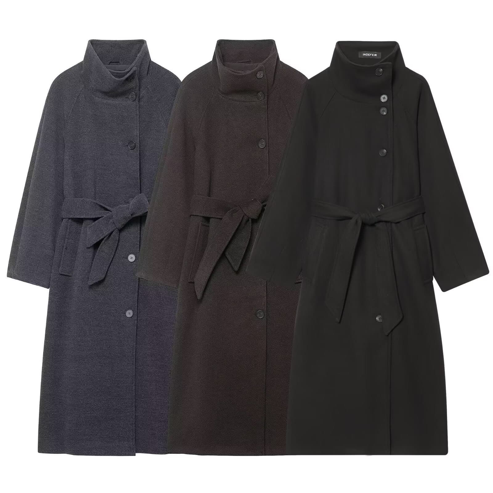 Classic Belted Wool Blend Coat