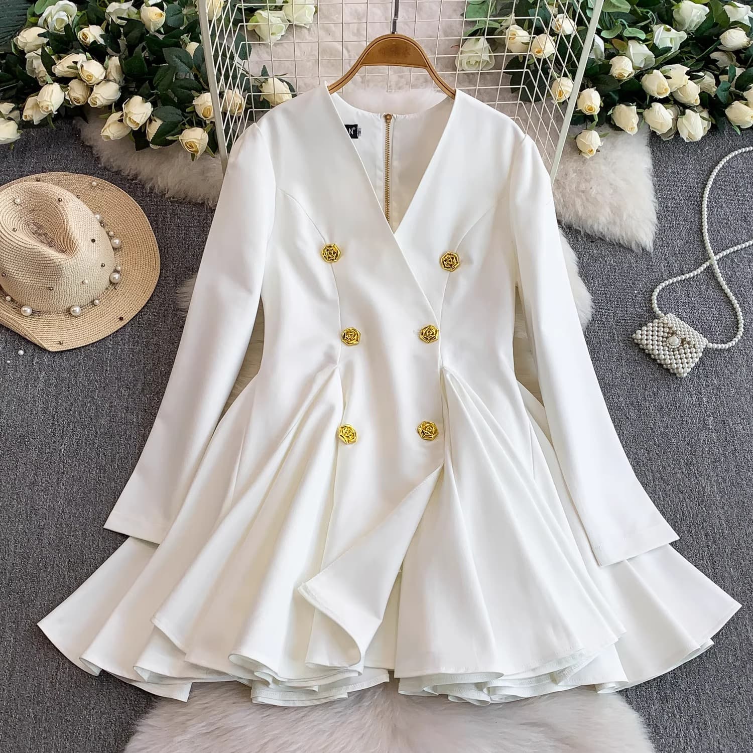 Pleated Waist Blazer Mini Dress – image 3