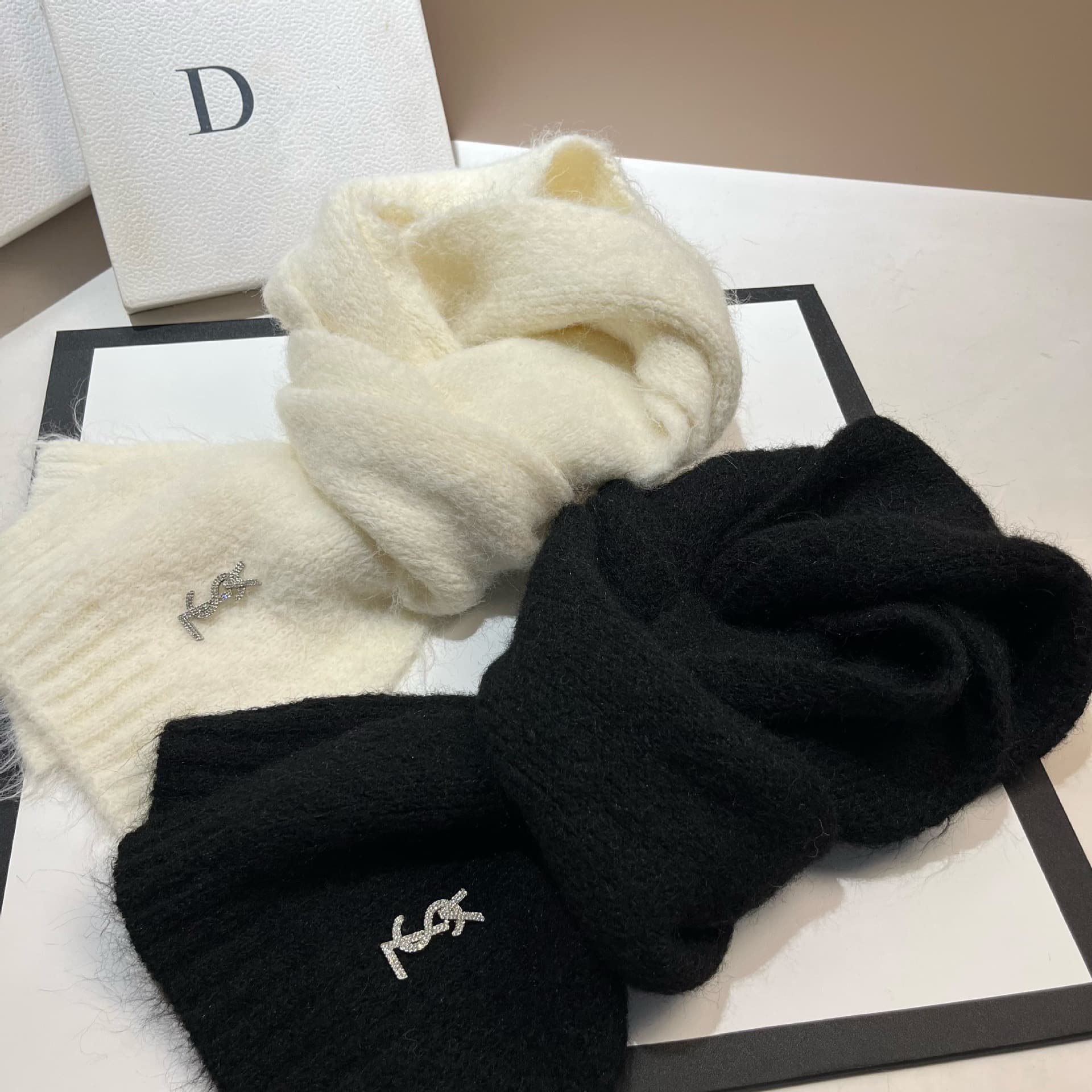 Embellished Soft Knit Winter Scarf