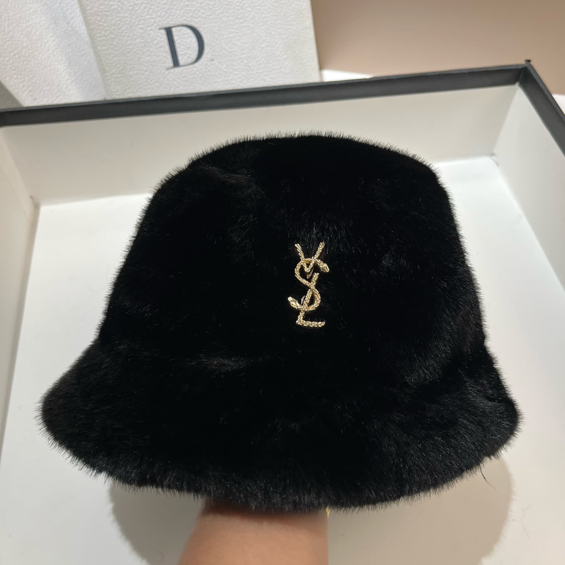 Plush Faux Fur Bucket Hat – image 3