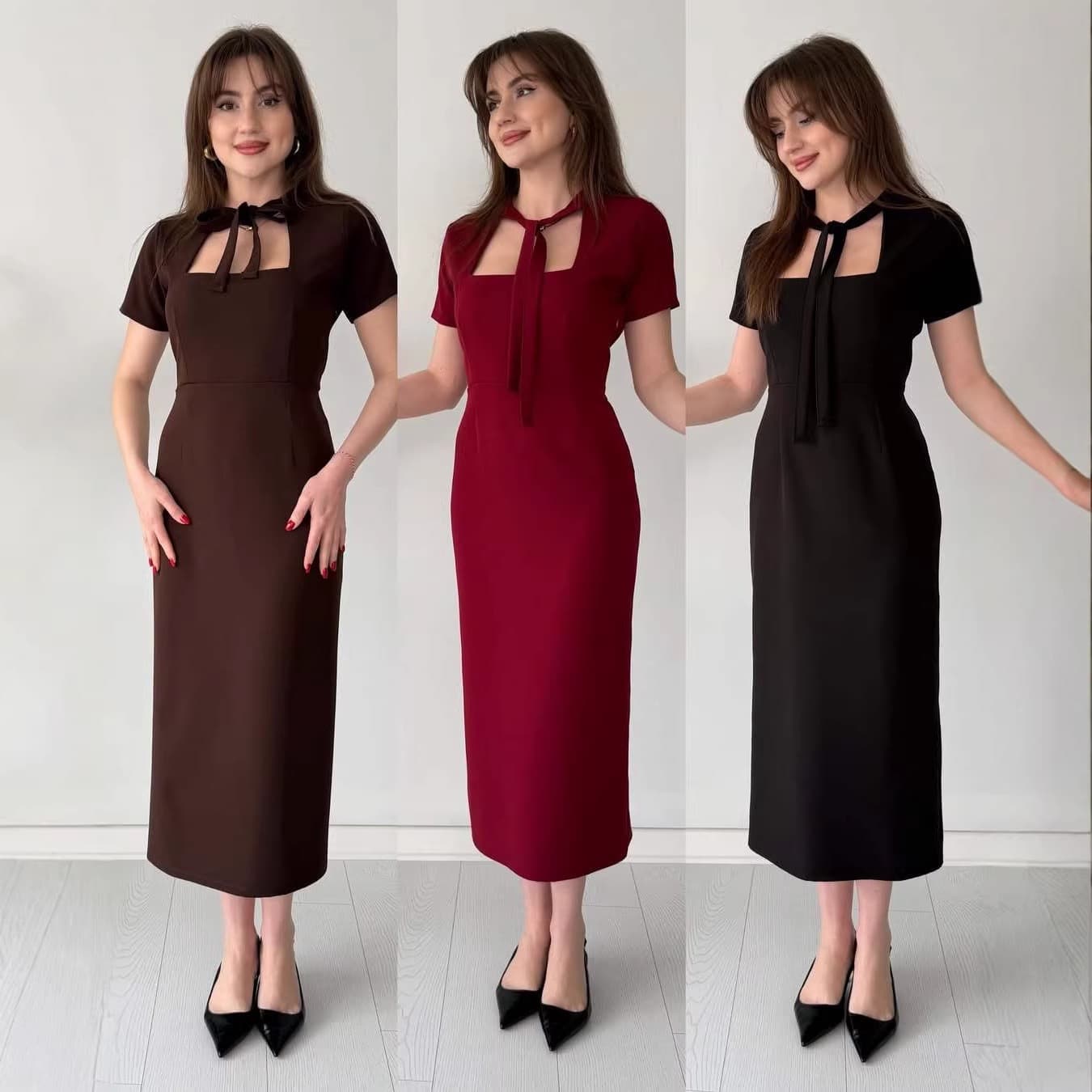 Elegant Square Neck Midi Dress