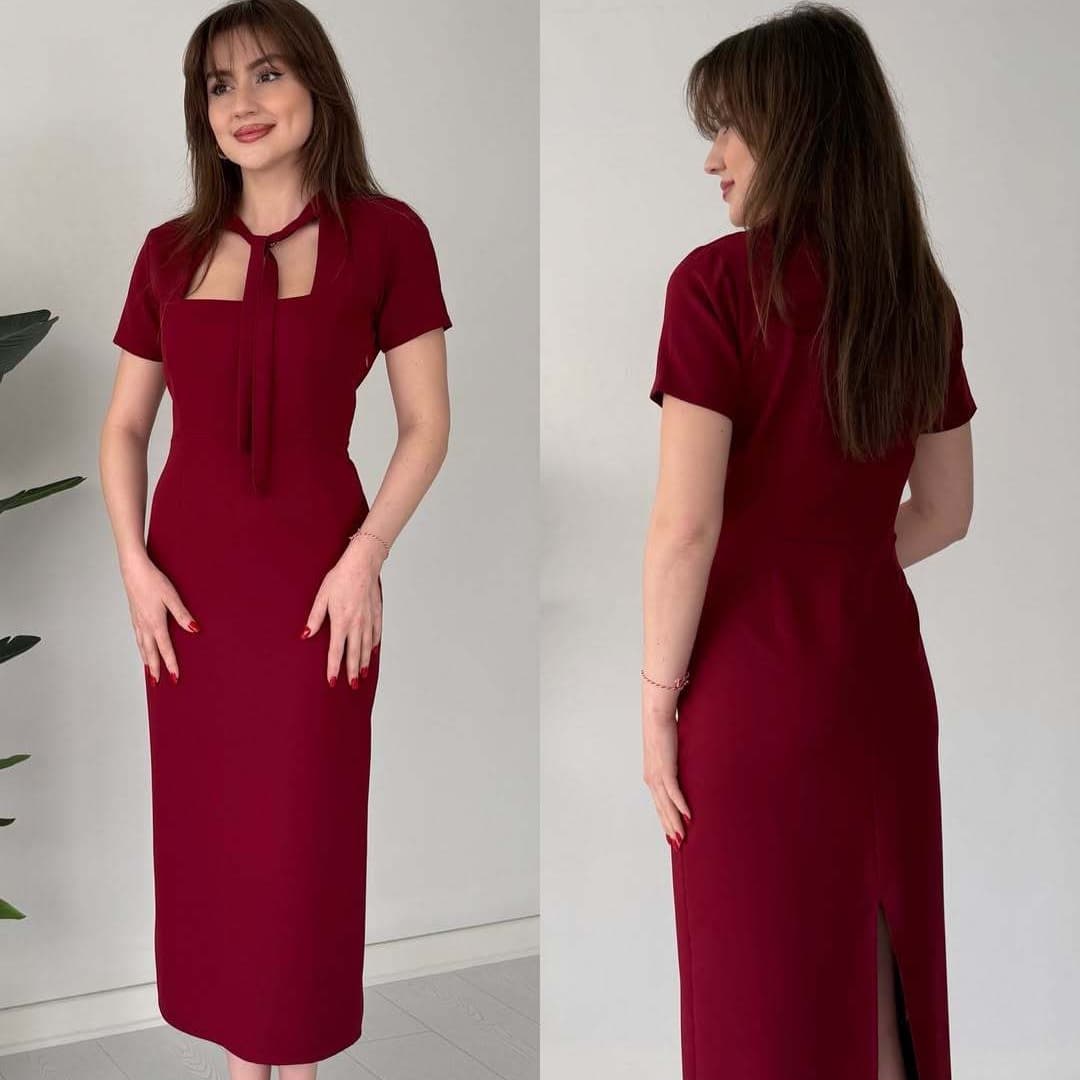 Elegant Square Neck Midi Dress – image 2