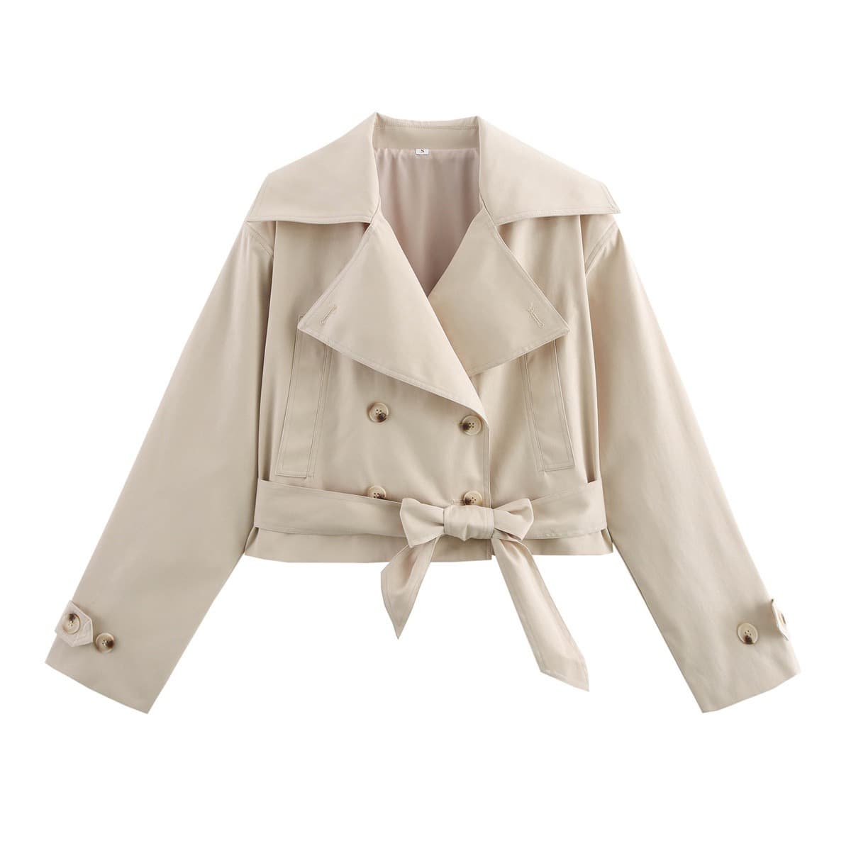 Cropped Double-Breasted Trench Jacket – image 8