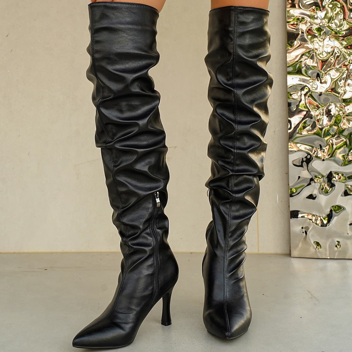 Slouchy Pointed Toe Over-Knee Boots – image 5